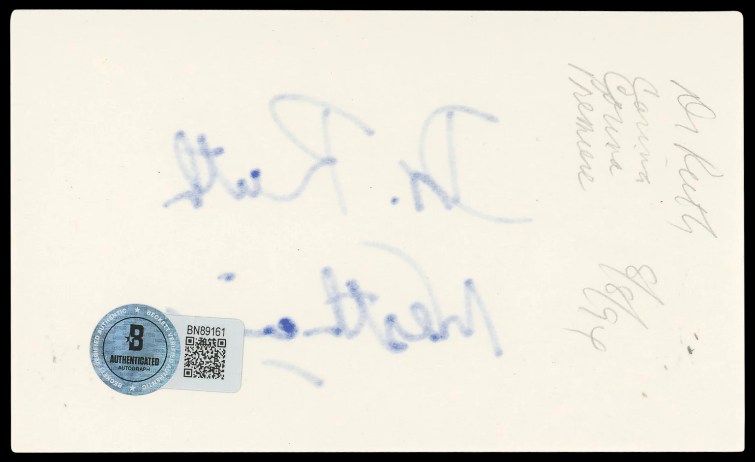 Ruth Westheimer TV Personality Signed 3x5 Index Card Autographed BAS #BN89161 - Image 3