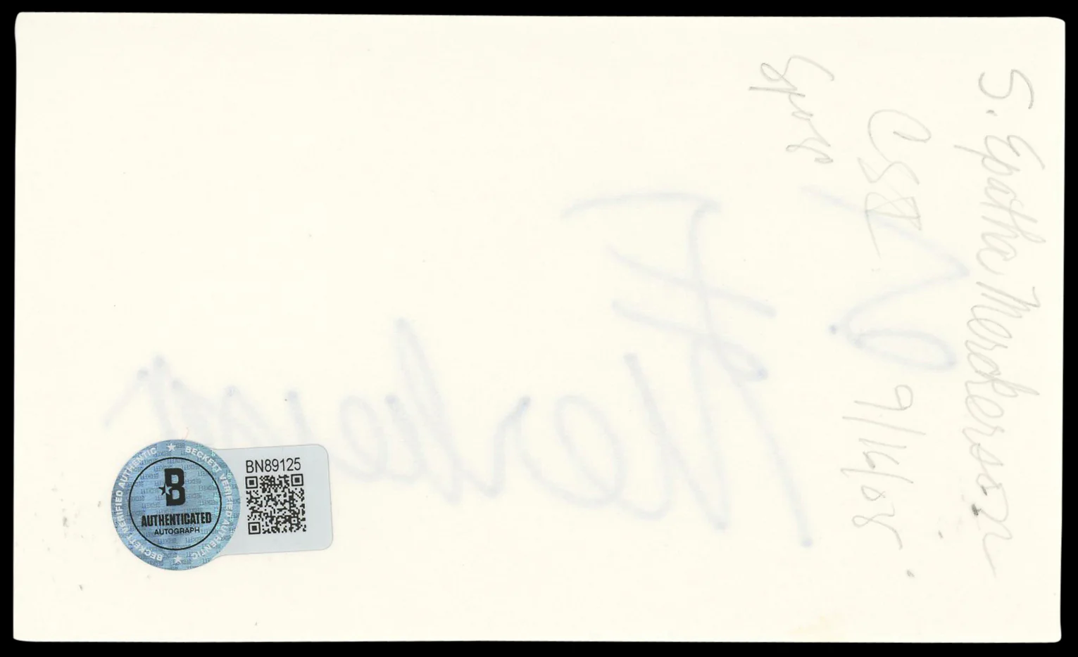S. Epatha Merkerson Law & Order Authentic Signed 3x5 Index Card BAS #BN89125 - Image 3