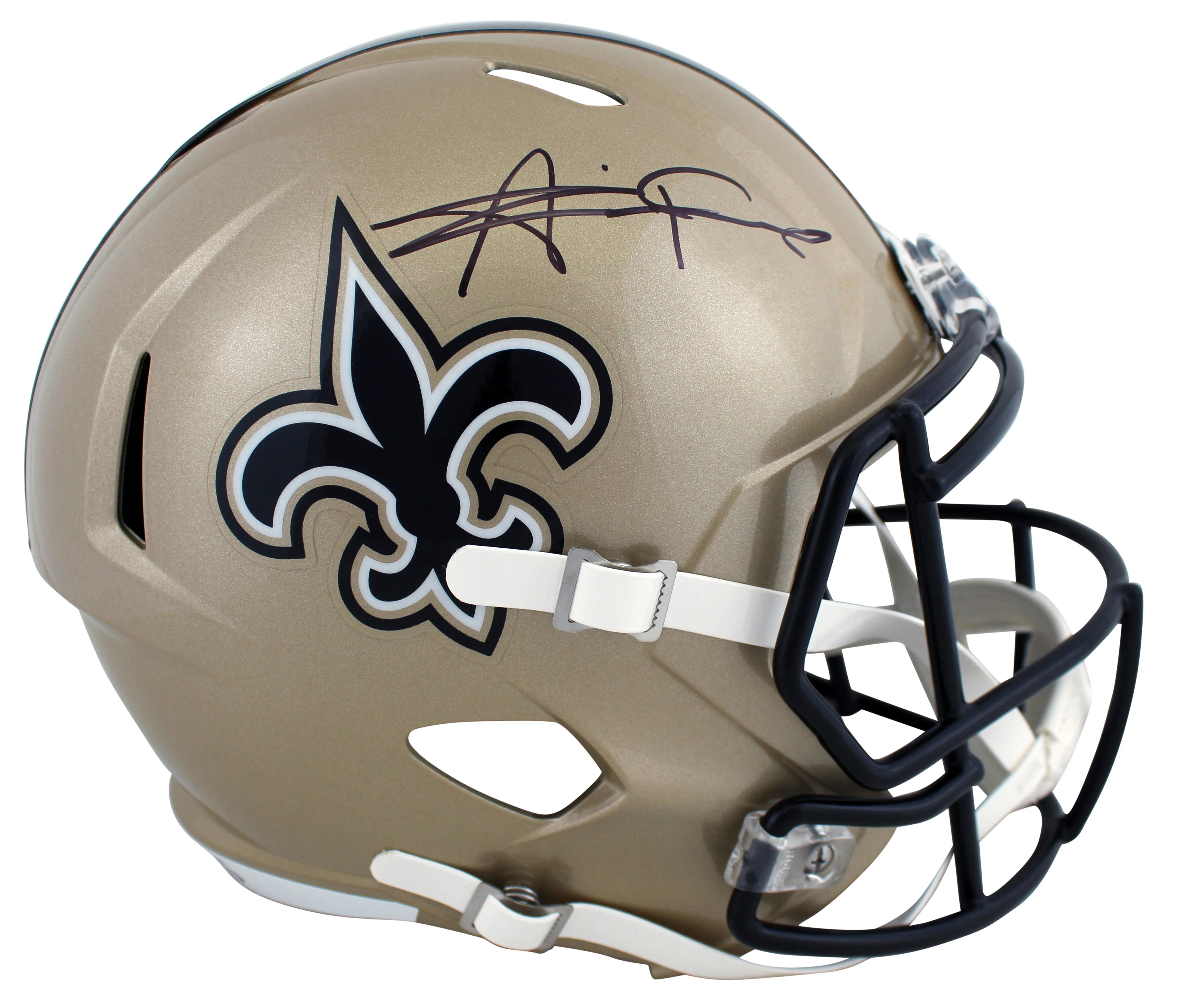 Saints Alvin Kamara Signed Full Size Speed Rep Helmet W/ Case BAS Witnessed - Image 3