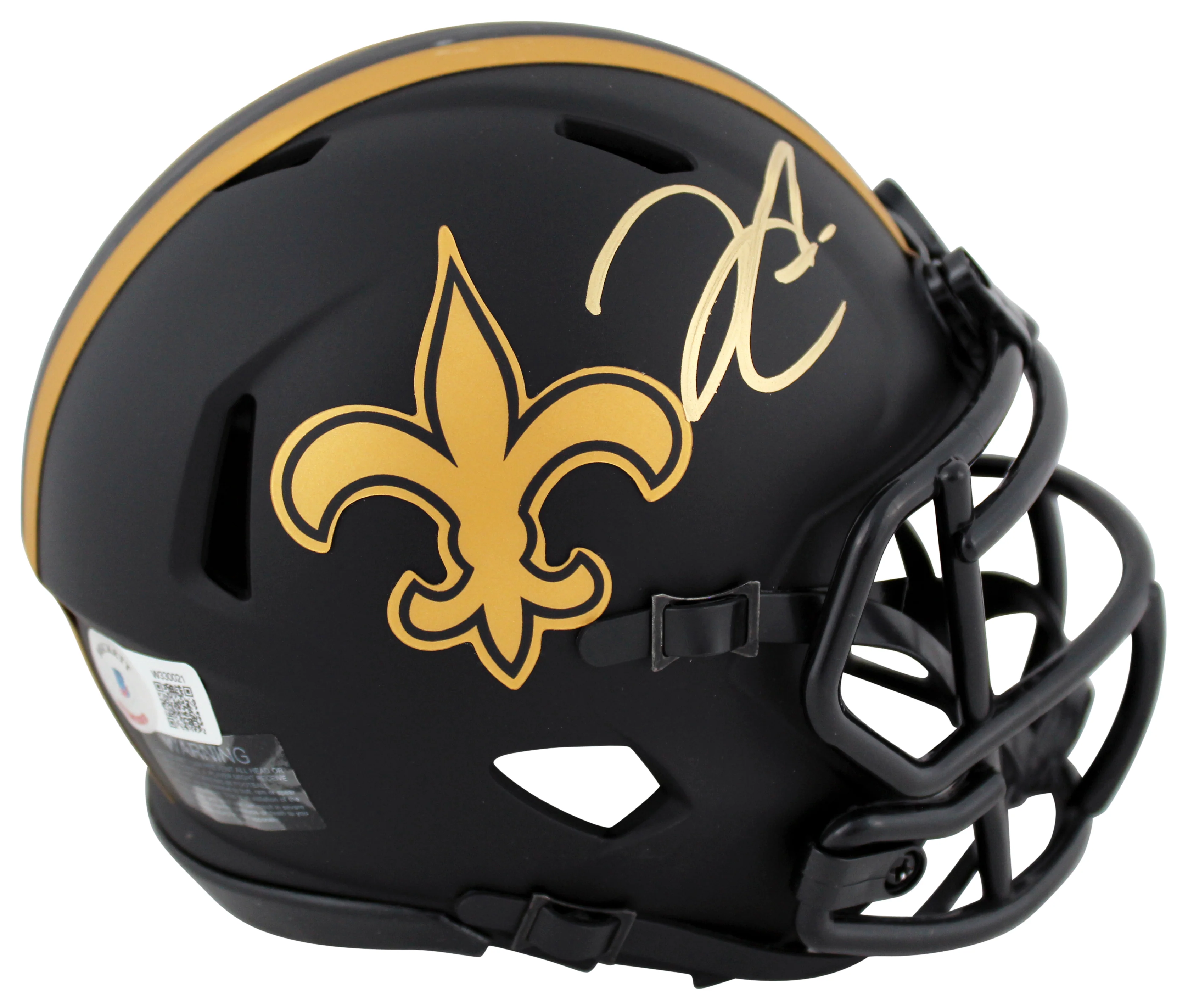 Saints Derek Carr Authentic Signed Eclipse Speed Mini Helmet BAS Witnessed - Image 2