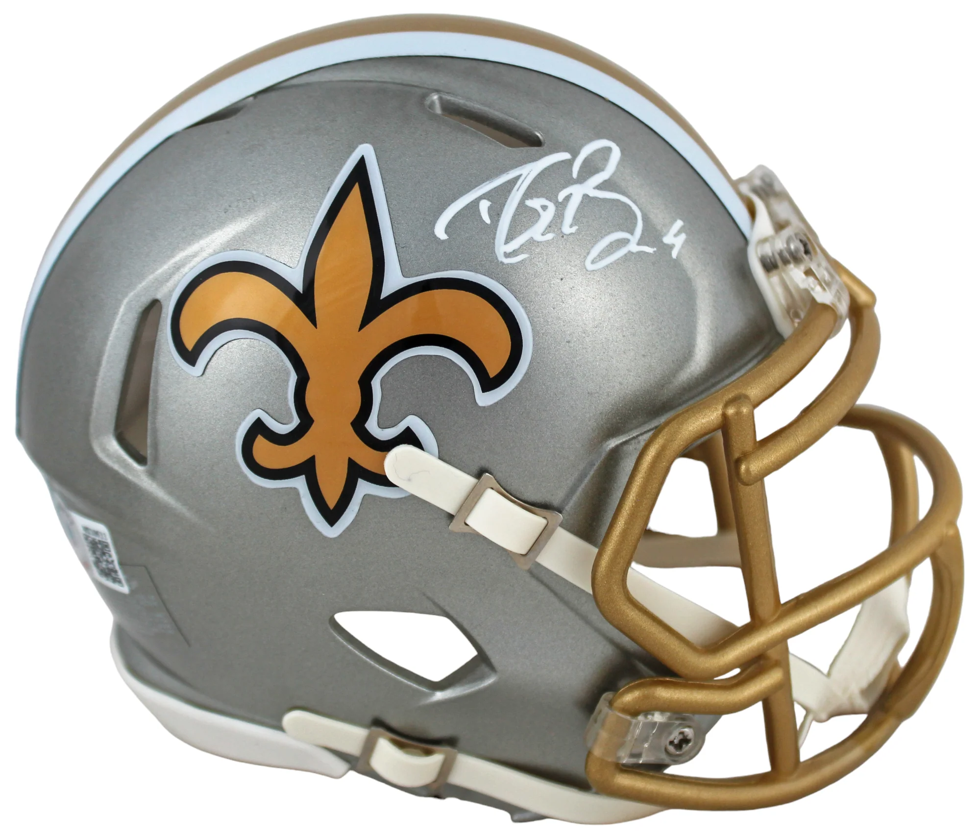 Saints Drew Brees Authentic Signed Flash Speed Mini Helmet BAS Witnessed - Image 2