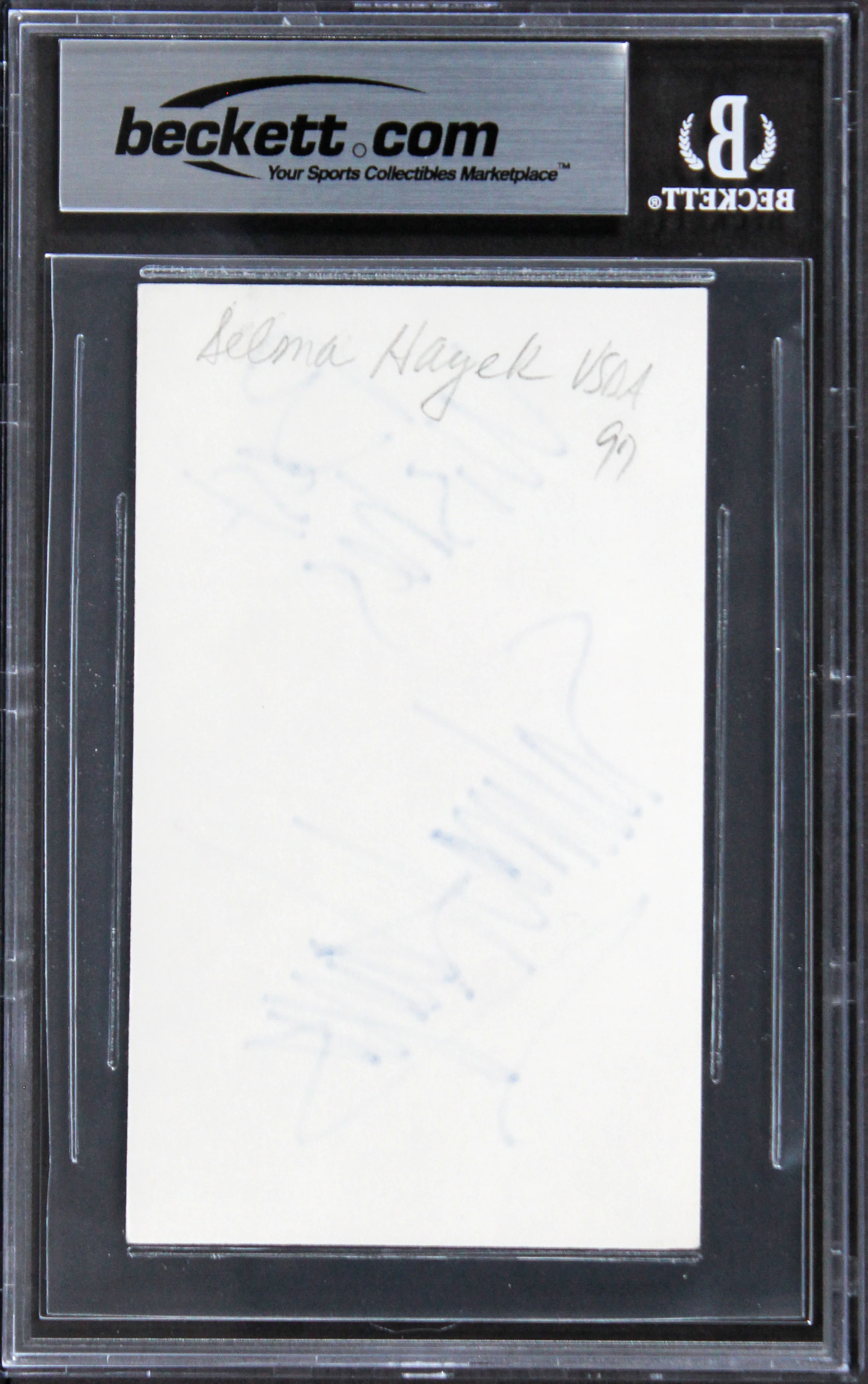 Salma Hayek Grown Ups "Best Wishes" Signed 3x5 Index Card BAS Slabbed 1 - Image 3