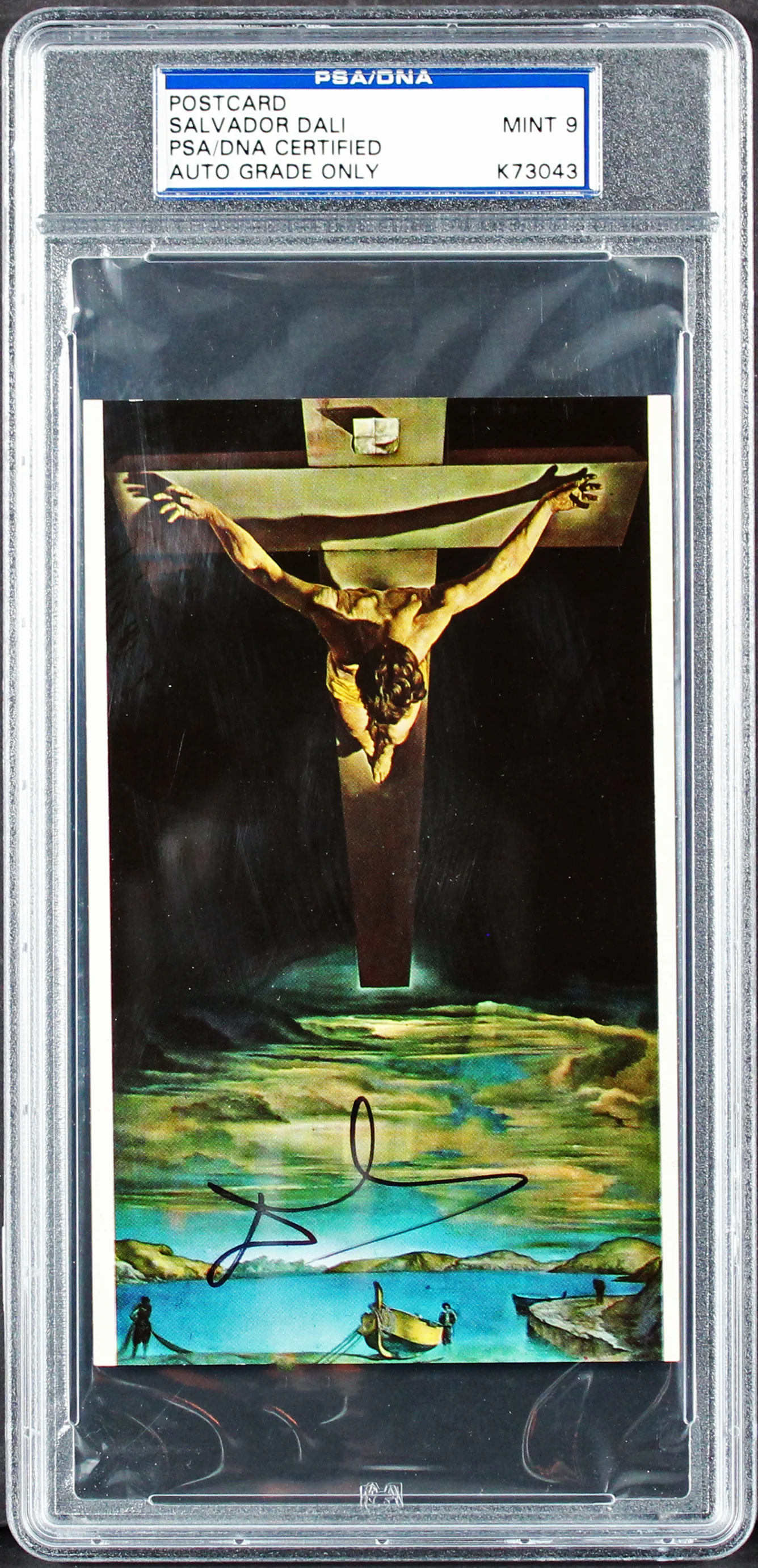 Salvador Dali Signed 3.5x6 Christ Of St. John Postcard Auto 9! PSA Slabbed - Image 2