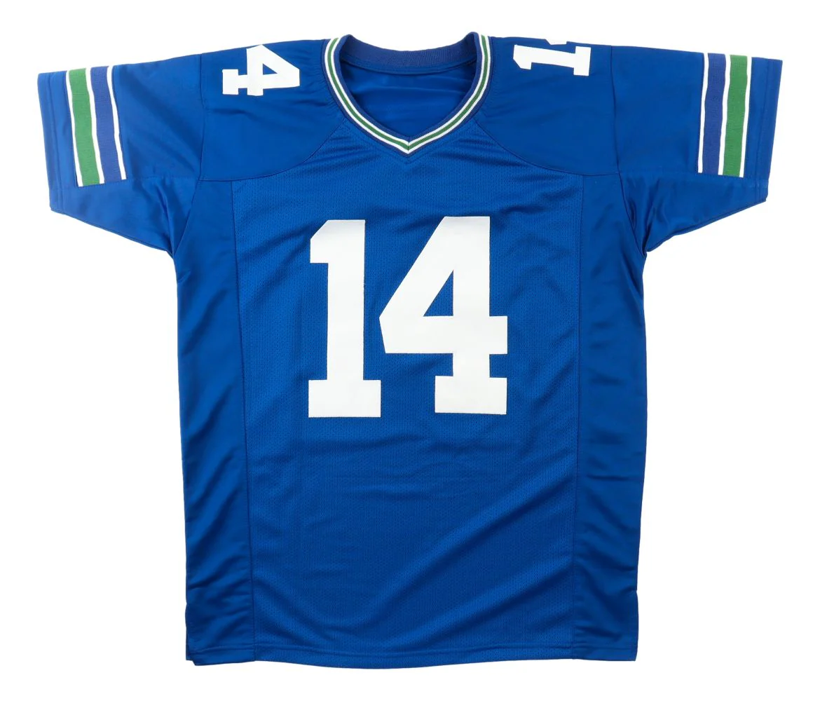 Sam Darnold Seattle Signed Throwback Blue Football Jersey BAS - Image 3