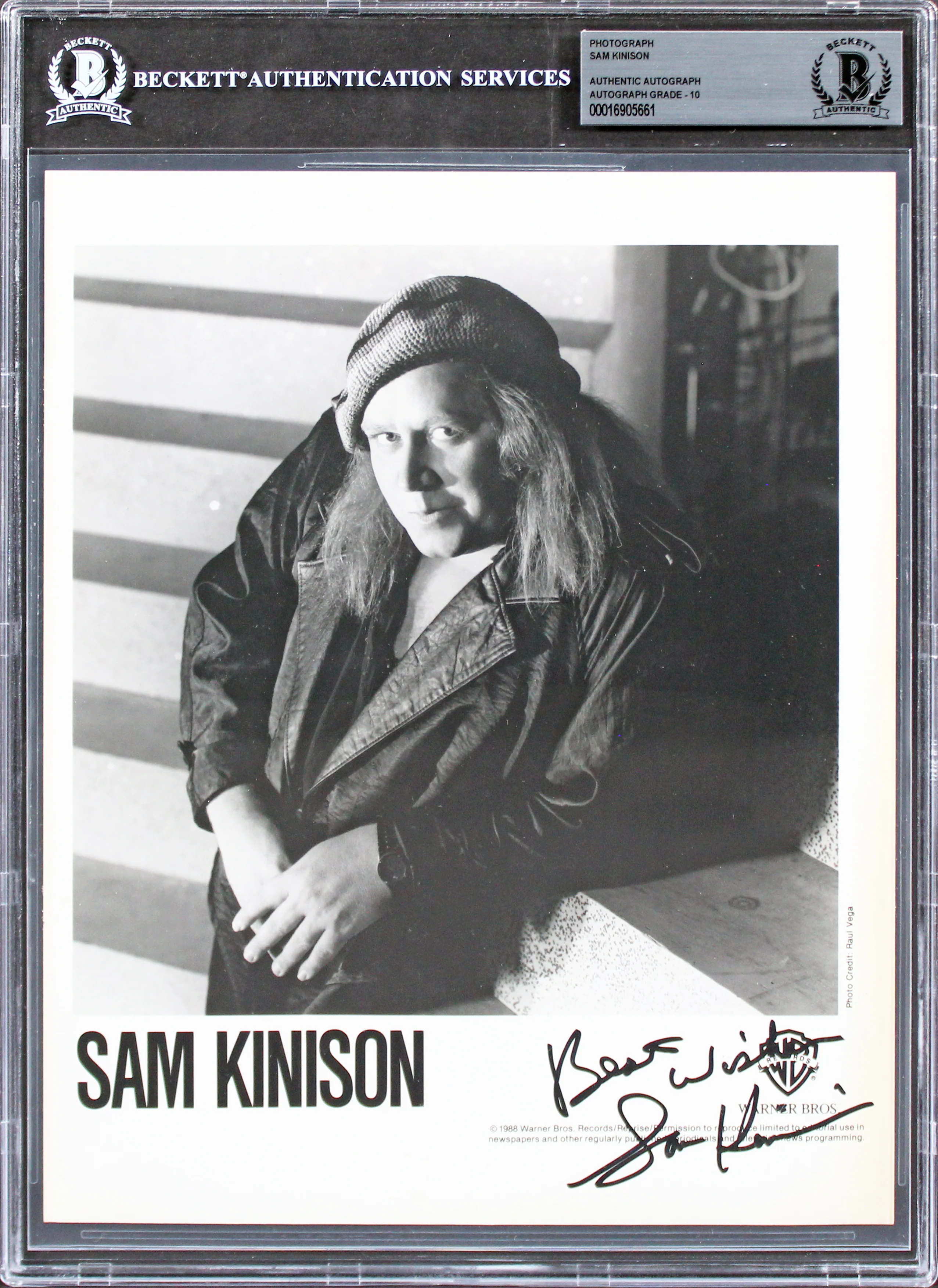 Sam Kinison Best Wishes Signed 8x10 Promotional B&W Photo Auto 10! BAS Slabbed - Image 2