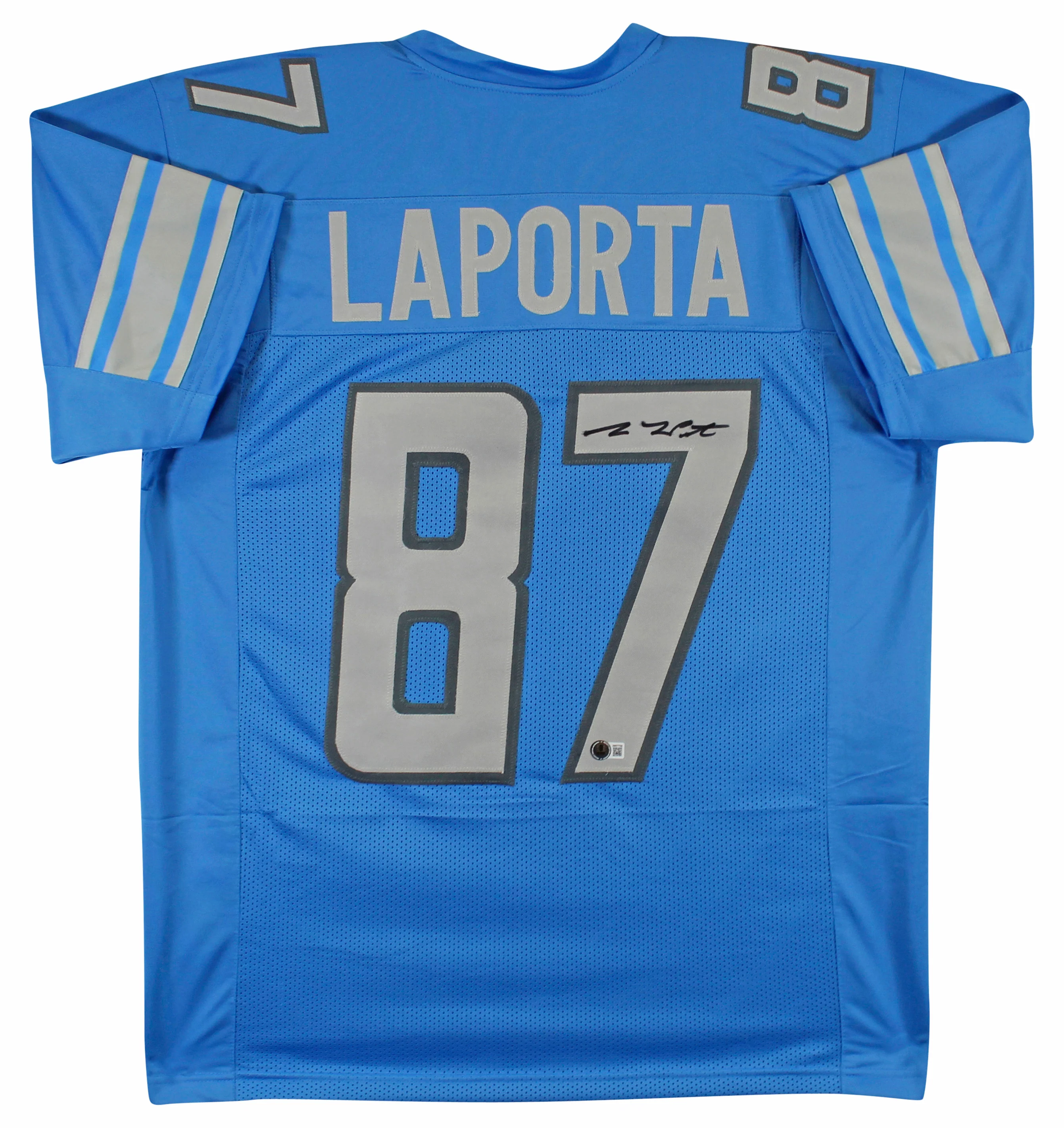 Sam Laporta Authentic Signed Blue Pro Style Jersey Autographed BAS Witnessed 2 - Image 2