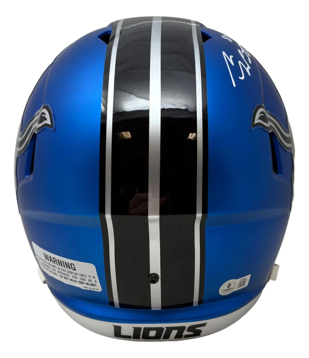 Sam LaPorta Signed Detroit Lions FS Alternate Blue Speed Replica Helmet BAS ITP - Image 3
