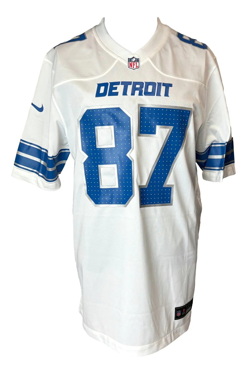 Sam LaPorta Signed Detroit Lions White Nike Game Replica Jersey BAS ITP - Image 3