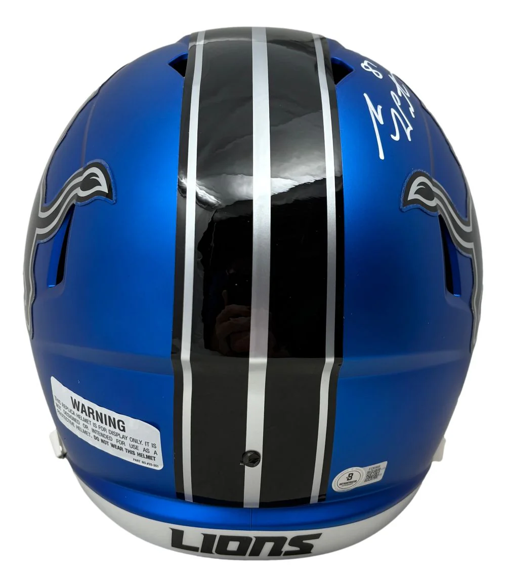 Sam LaPorta Signed Lions FS Alternate Blue Speed Replica Helmet BAS w/ Case - Image 3