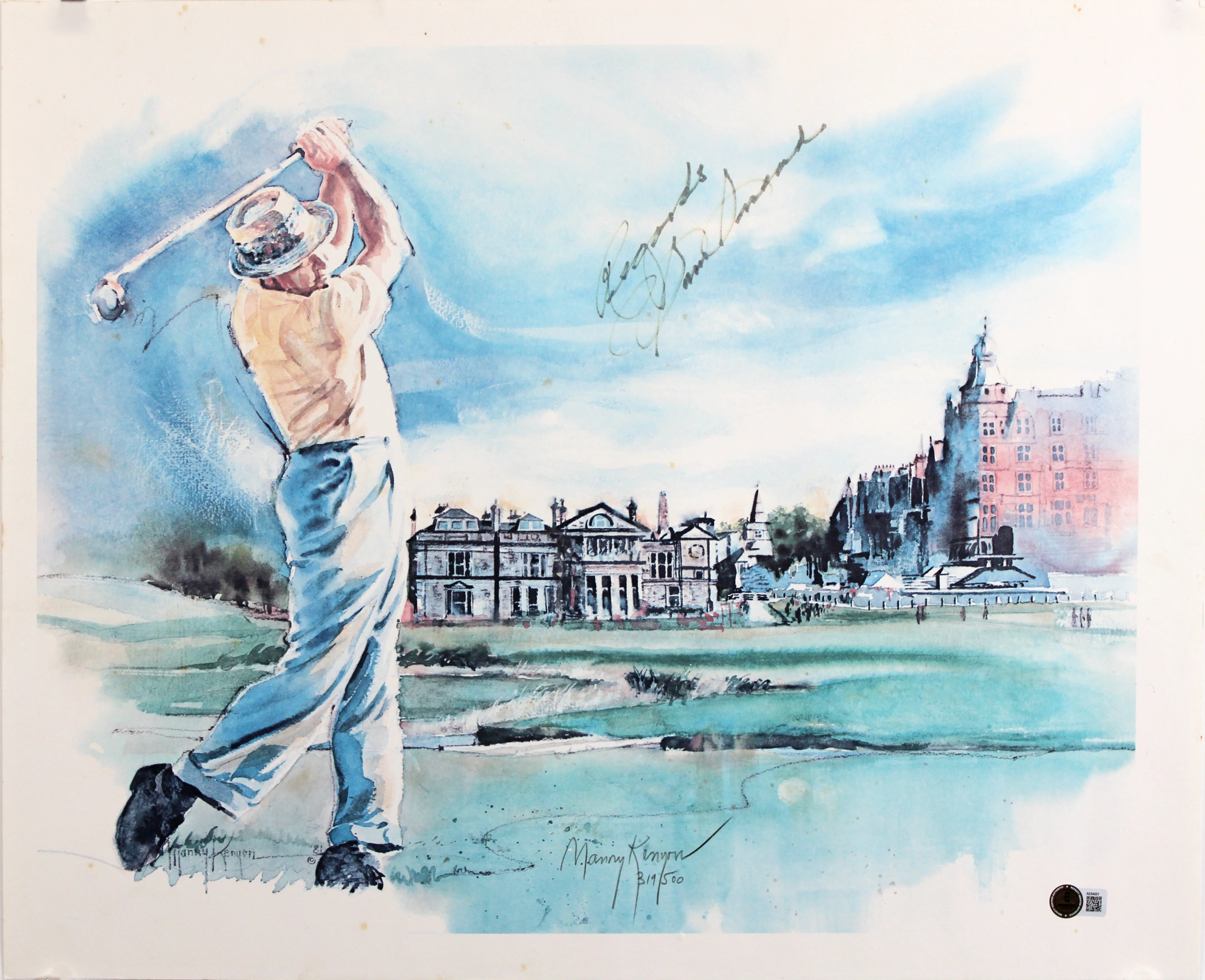 Sam Snead & Ann Manry Kenyon Authentic Signed 18x22 Lithograph BAS #AE64001