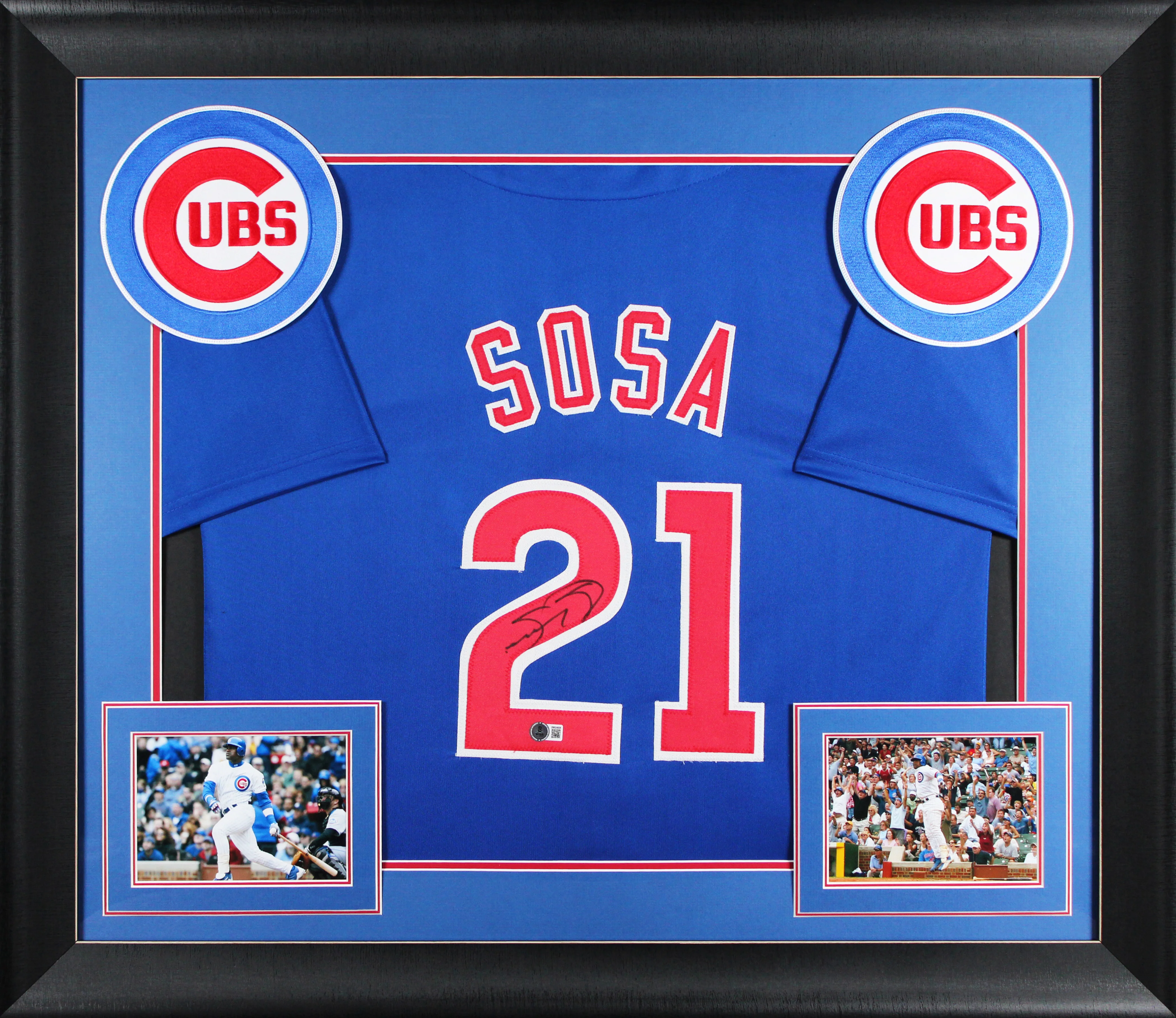 Sammy Sosa Authentic Signed Blue Pro Style Framed Jersey BAS Witnessed - Image 2