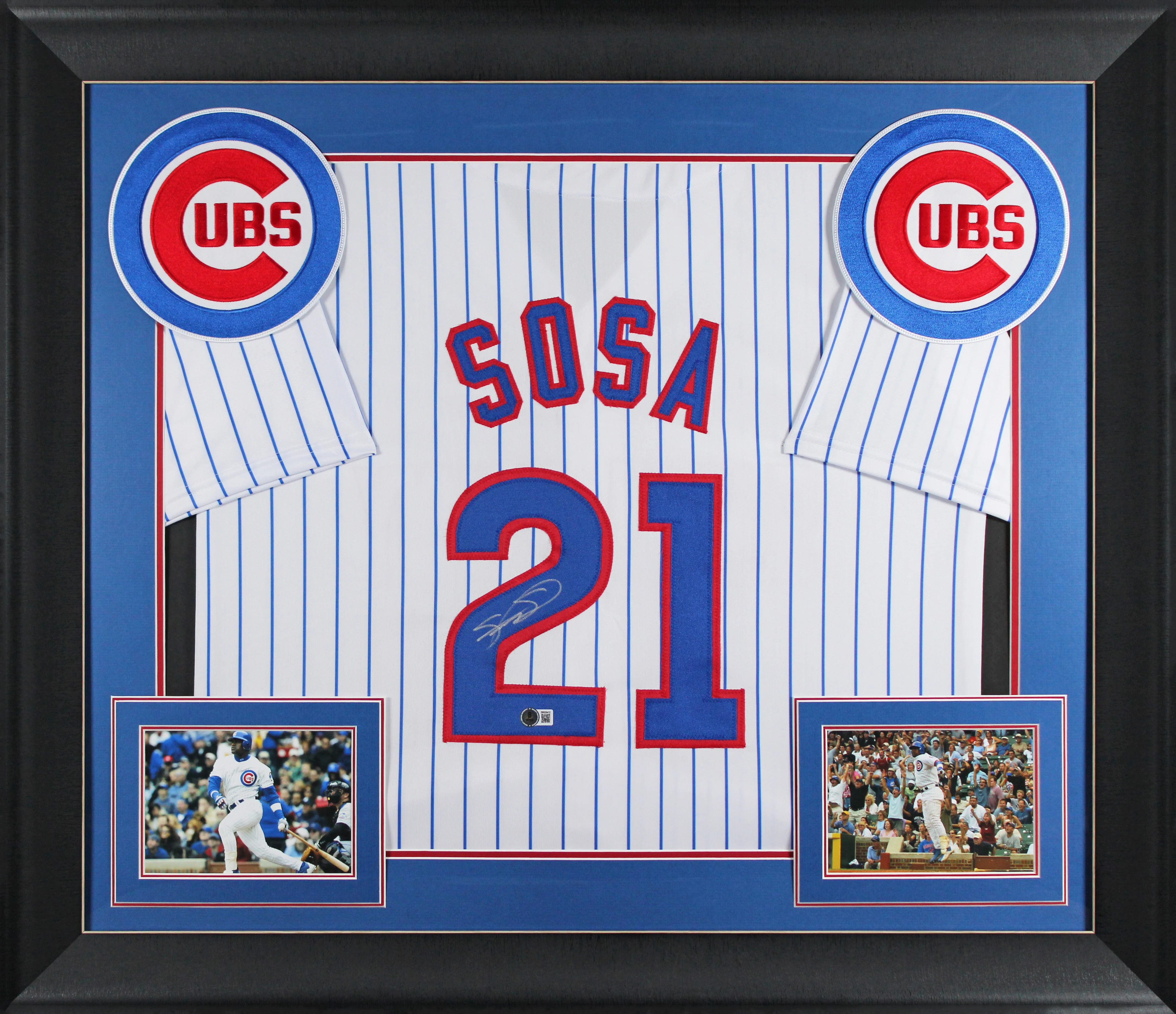 Sammy Sosa Authentic Signed White Pinstripe Pro Style Framed Jersey BAS Witness - Image 2