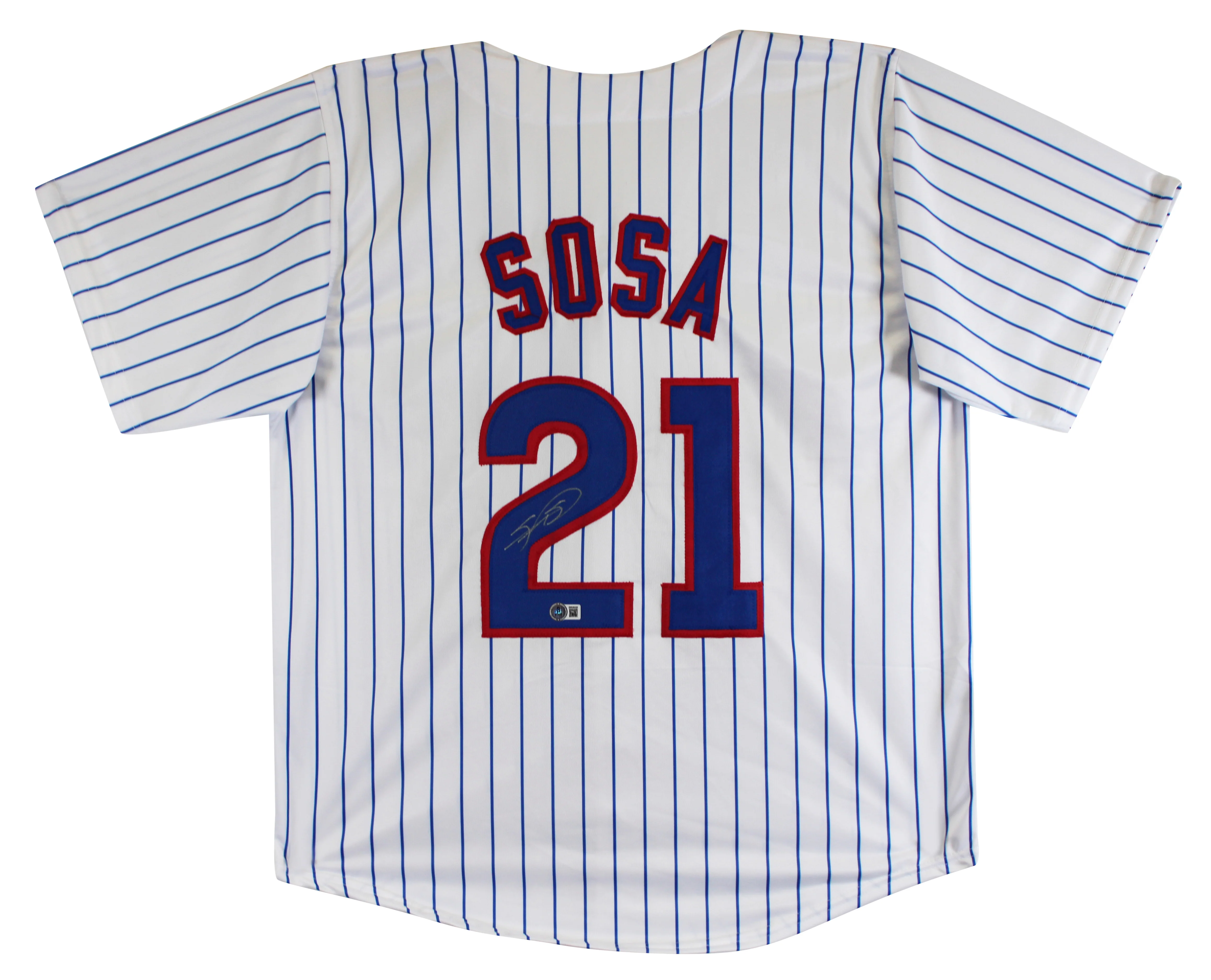 Sammy Sosa Authentic Signed White Pinstripe Pro Style Jersey BAS Witnessed - Image 2