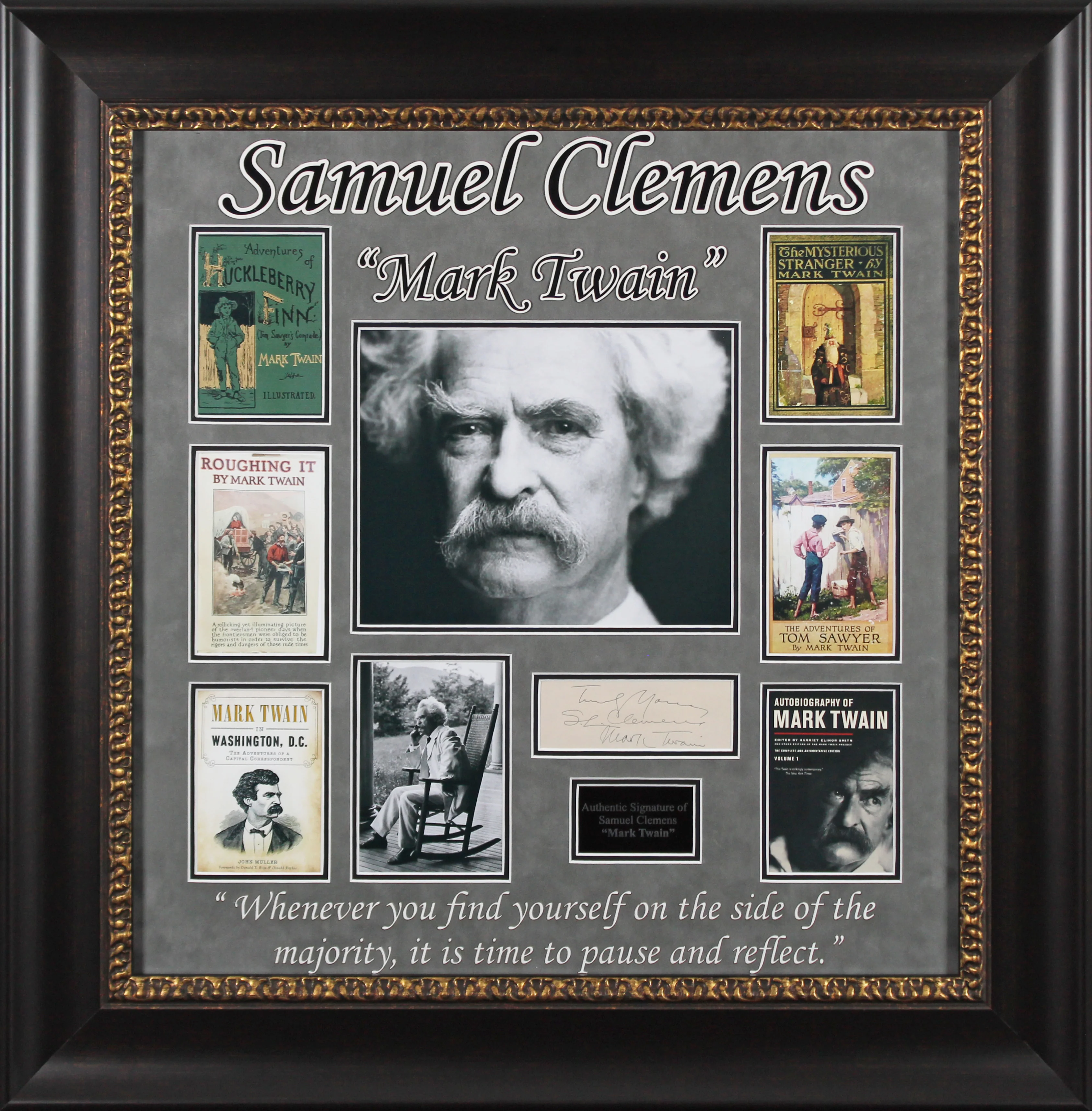 Samuel Clemens "Truly Yours Mark Twain" Signed & Framed 1.75x5 Cut BAS #AD64302 - Image 2