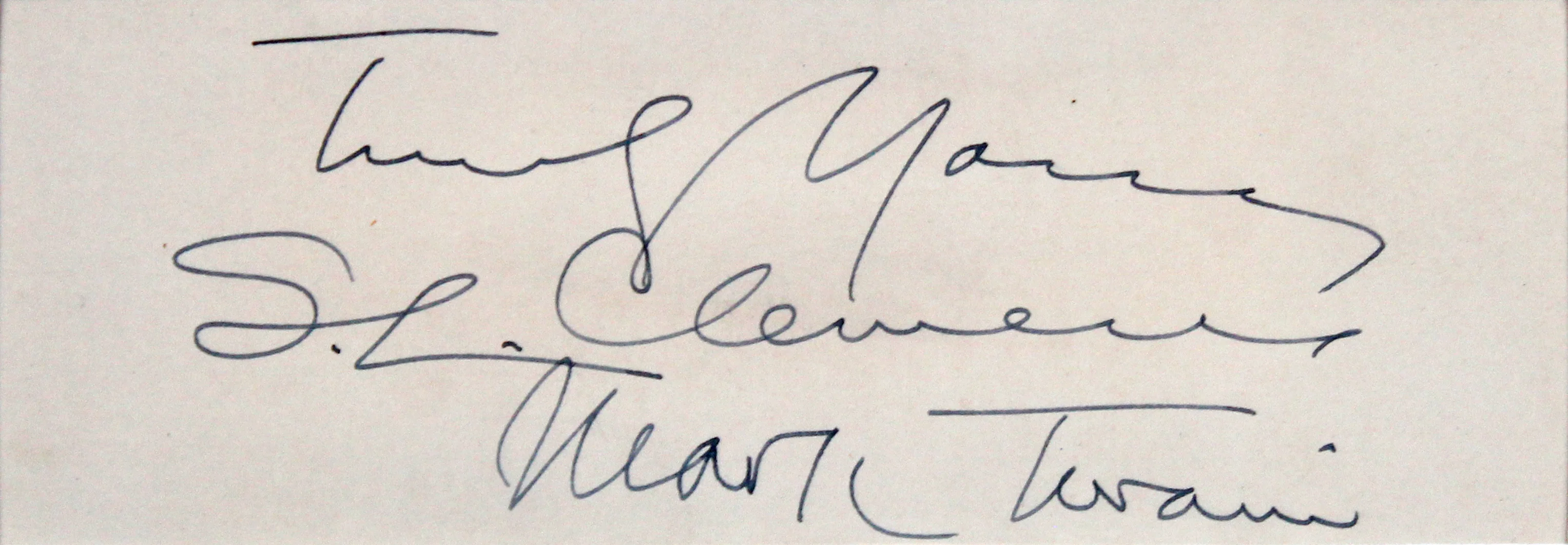 Samuel Clemens "Truly Yours Mark Twain" Signed & Framed 1.75x5 Cut BAS #AD64302 - Image 3