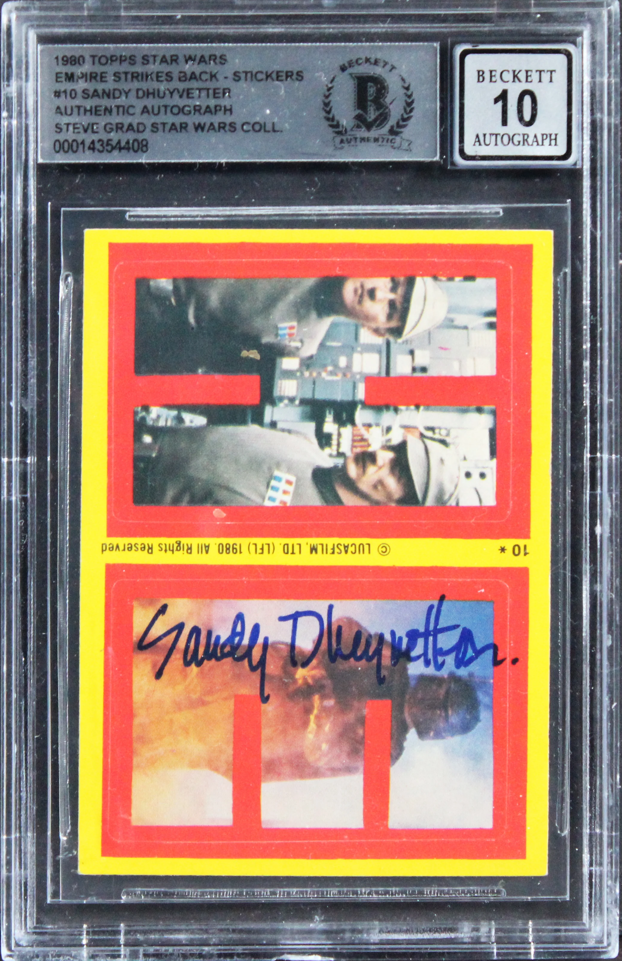 Sandy Dhuyvetter Signed 1980 Star Wars ESB Stickers #10 Card Auto 10! BAS Slab - Image 2