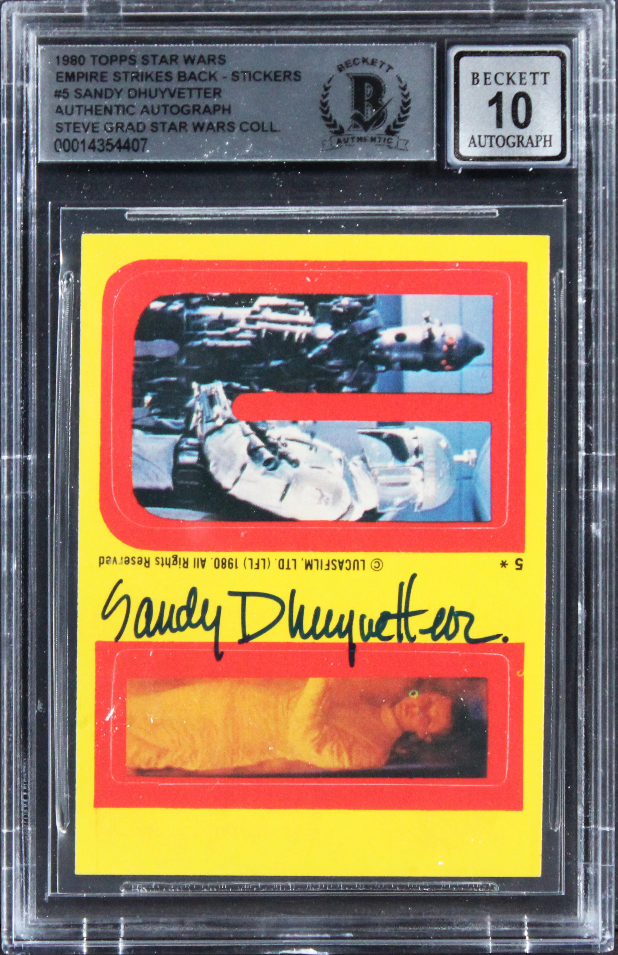 Sandy Dhuyvetter Signed 1980 Star Wars ESB Stickers #5 Card Auto 10! BAS Slabbed
