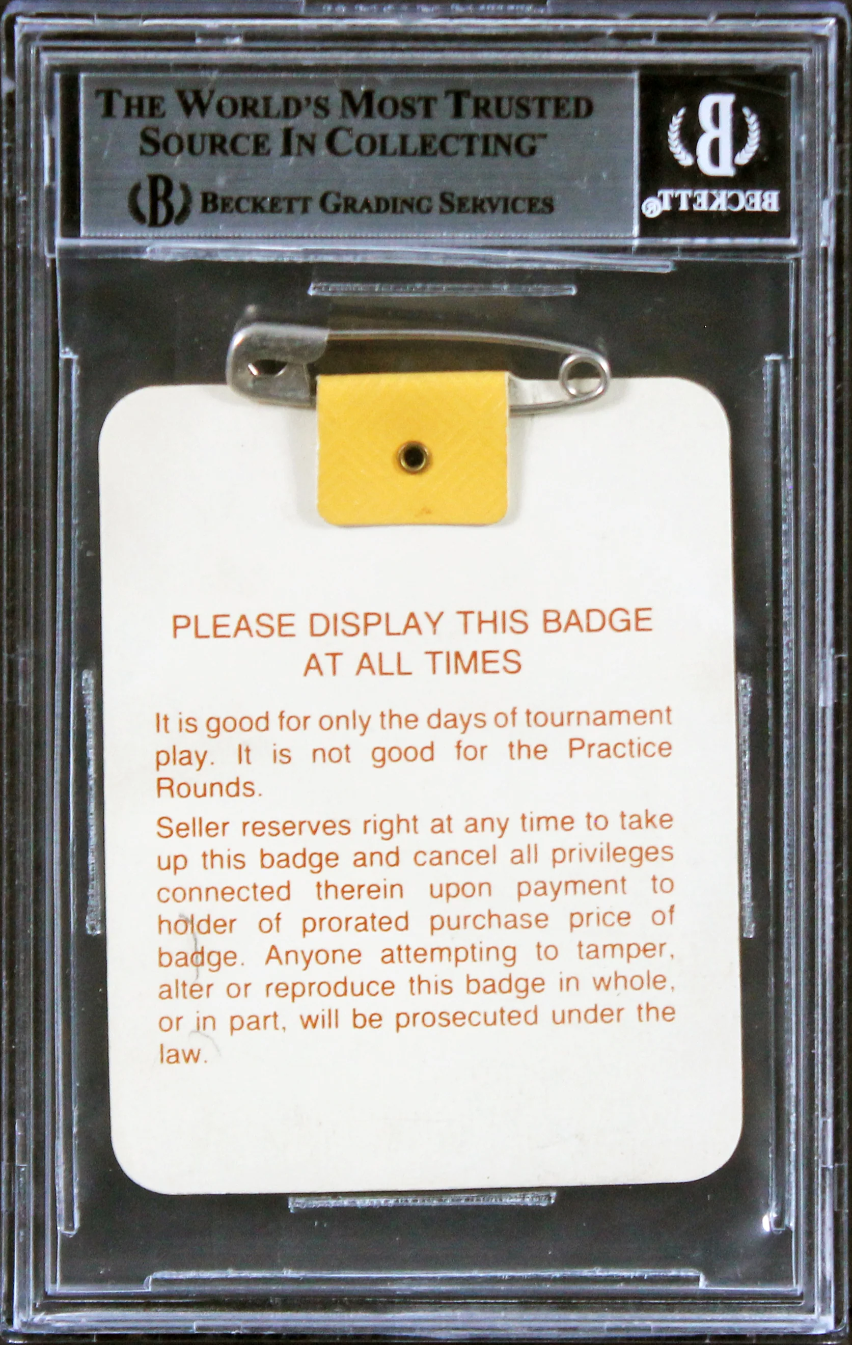 Sandy Lyle Signed 1988 Masters Augusta National Club Badge Ticket BAS Slabbed - Image 3