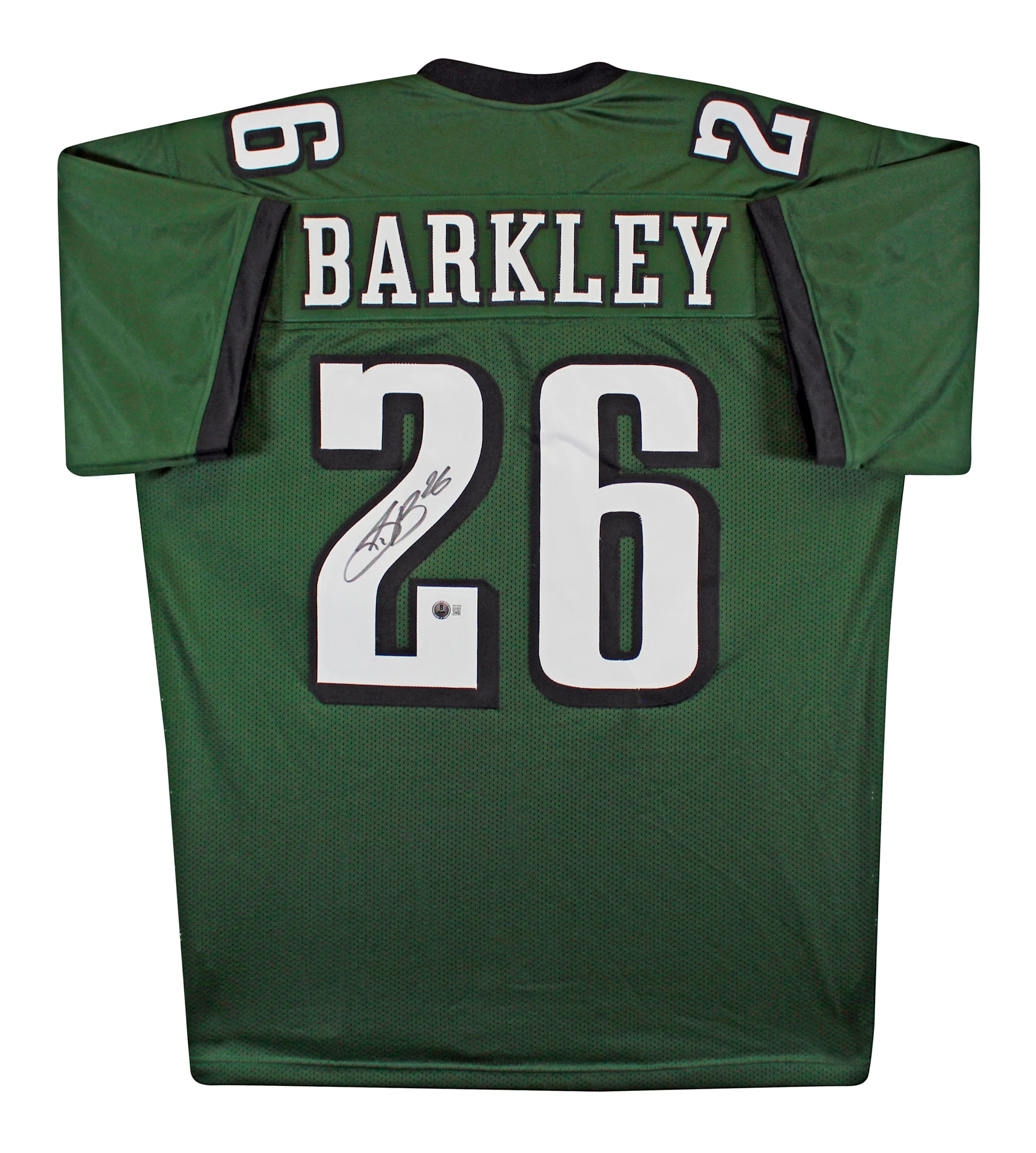 Saquon Barkley Authentic Signed Green Pro Style Jersey Autographed BAS Witnessed - Image 2