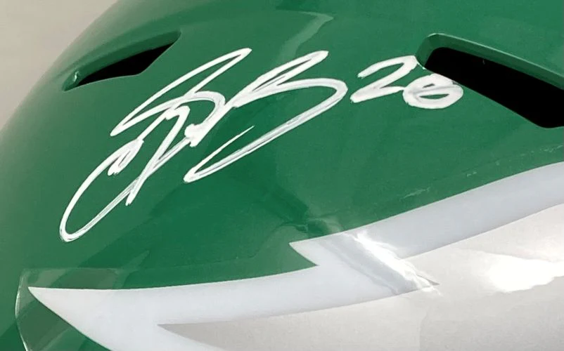 Saquon Barkley Signed Eagles FS Kelly Green Replica Speed Helmet PSA/DNA - Image 2