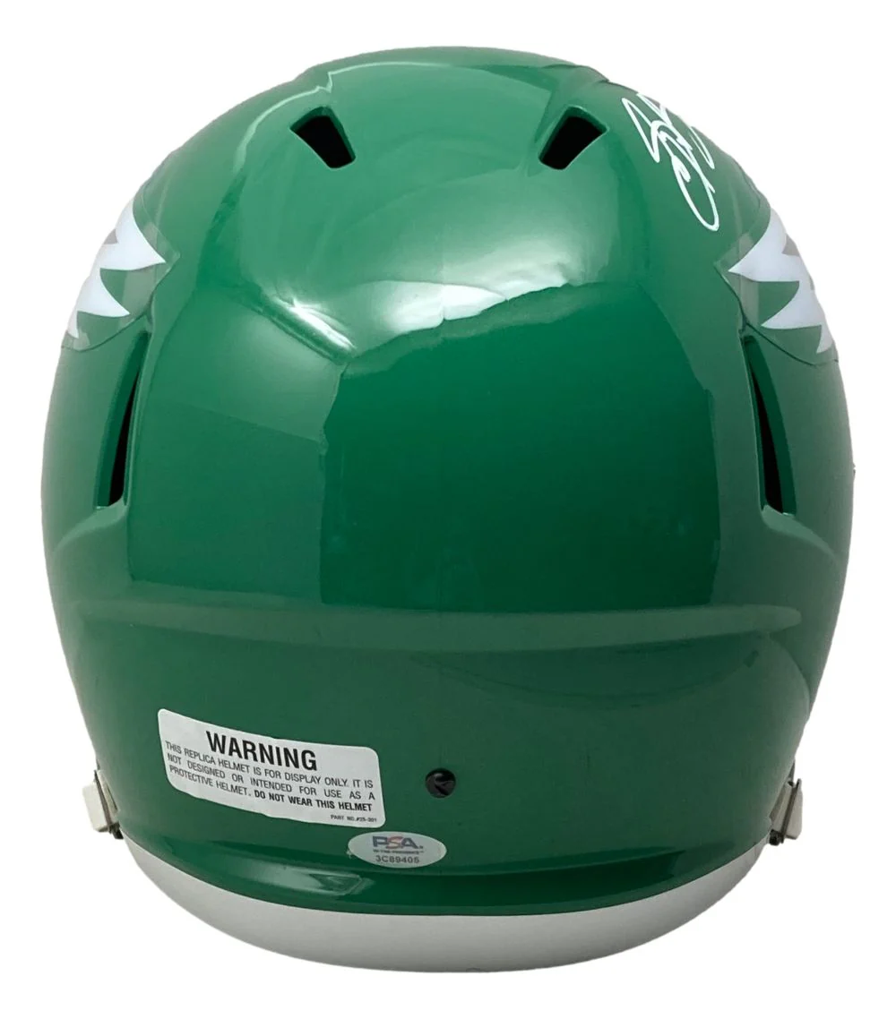 Saquon Barkley Signed Eagles FS Kelly Green Replica Speed Helmet PSA/DNA - Image 3