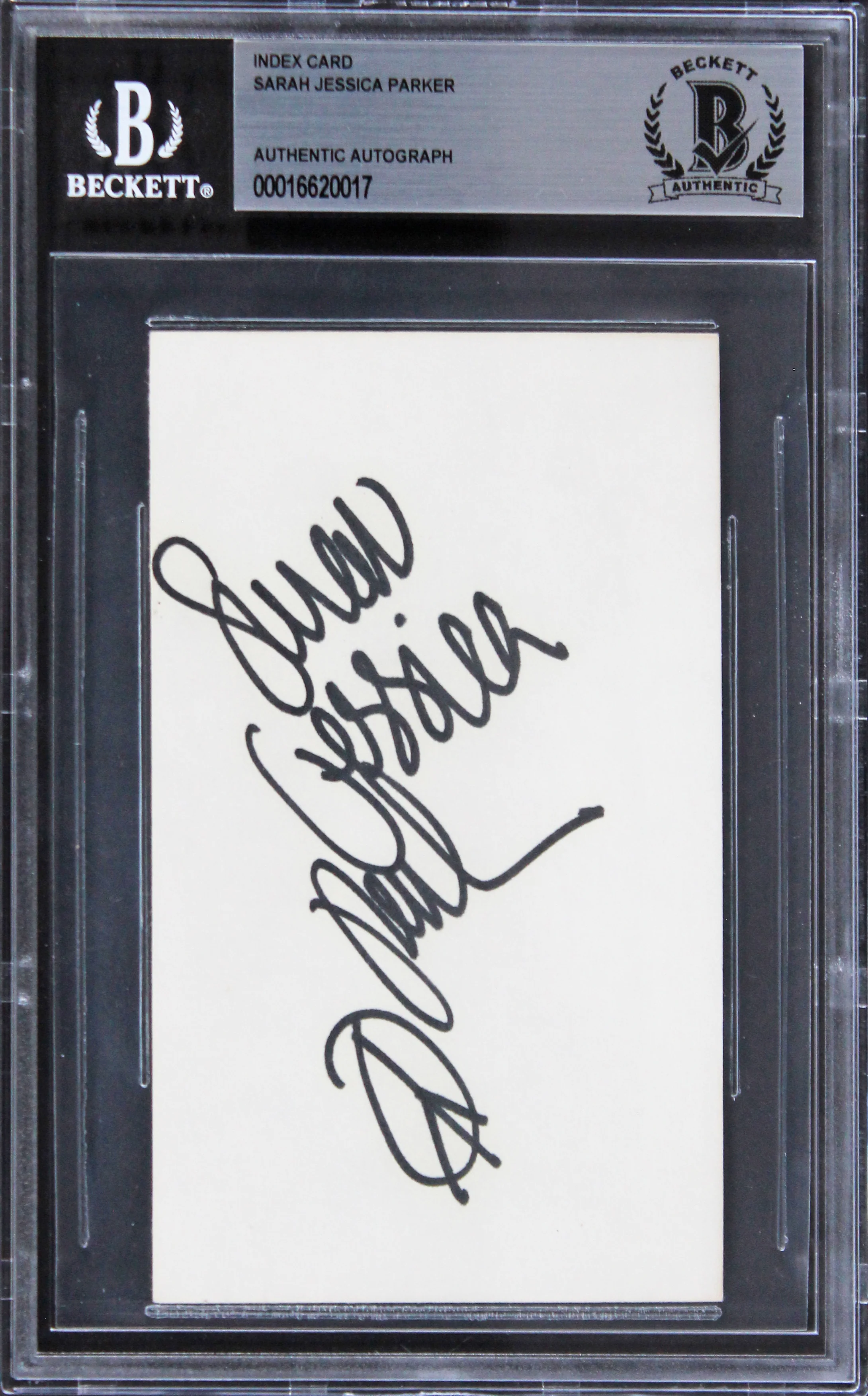 Sarah Jessica Parker Sex And The City "Peace" Signed 3x5 Index Card BAS Slab 2 - Image 2