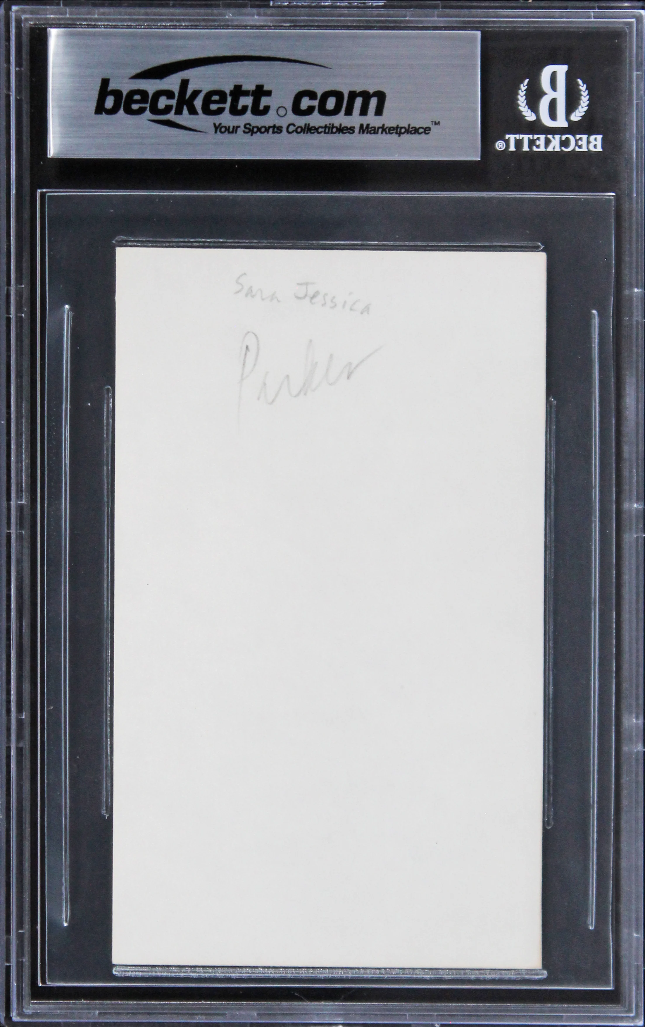 Sarah Jessica Parker Sex And The City "Peace" Signed 3x5 Index Card BAS Slab 3 - Image 3