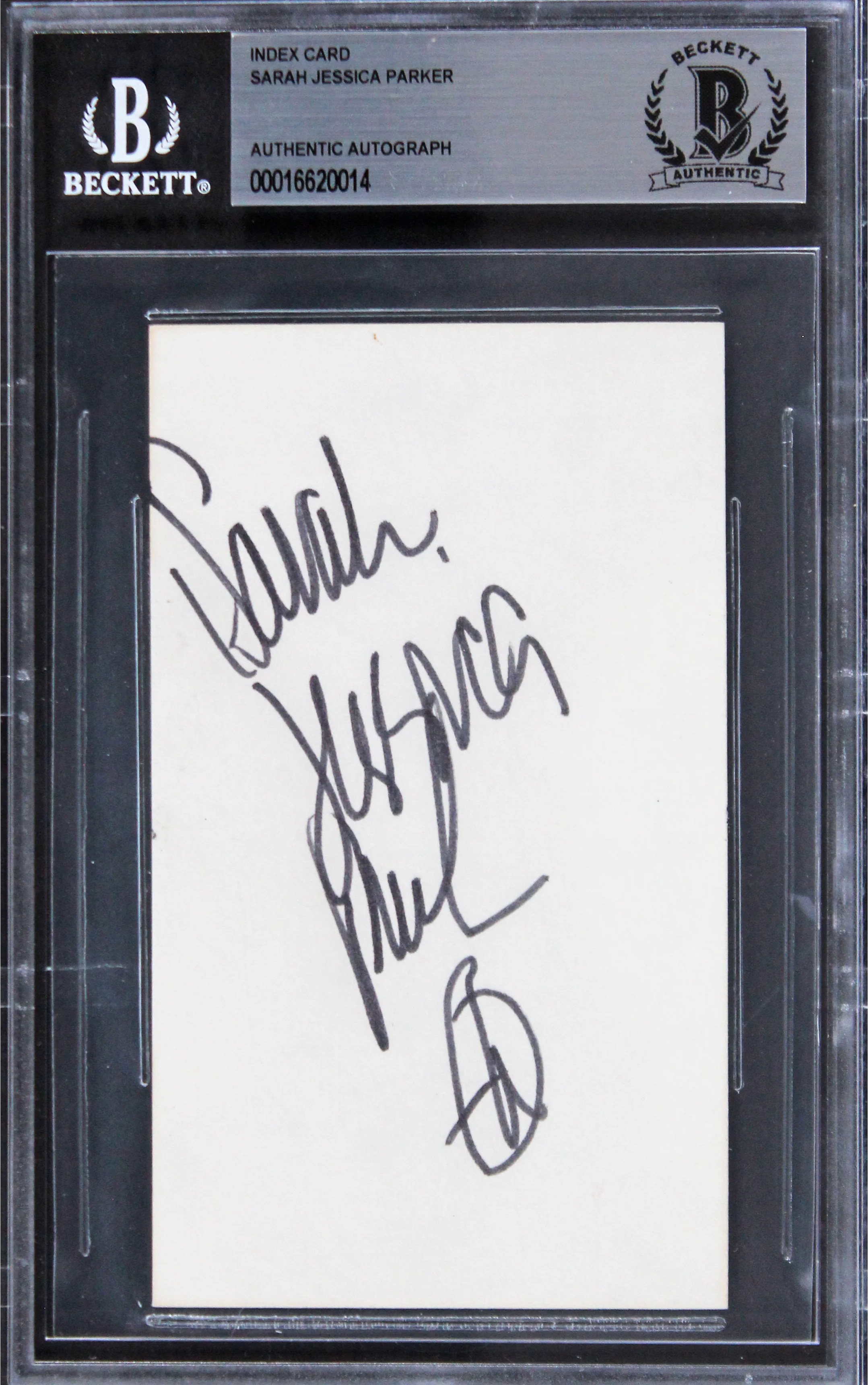Sarah Jessica Parker Sex And The City Signed 3x5 Index Card BAS Slab 4 - Image 2