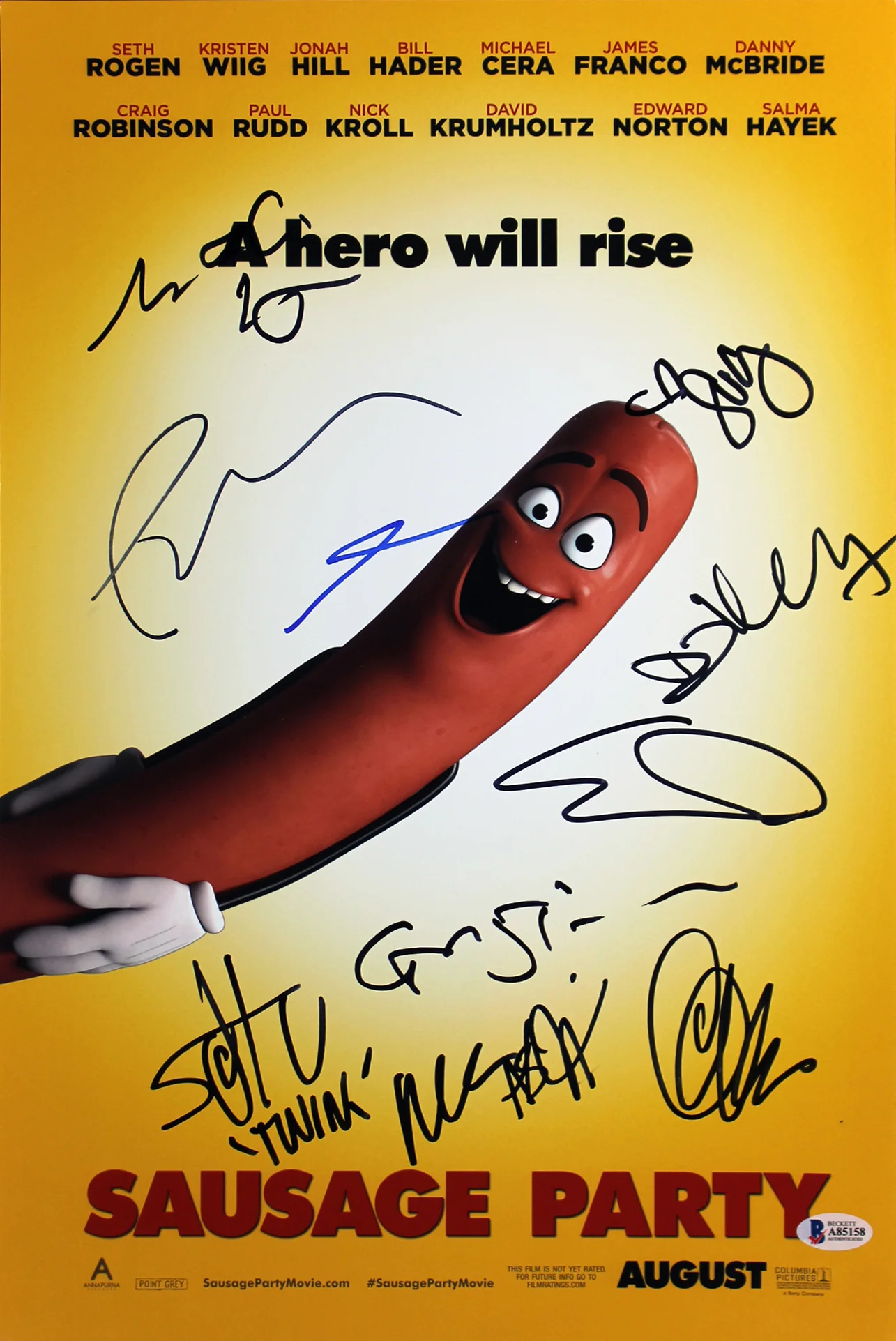 Sausage Party (Paul Rudd, David Krumholtz +8) Signed 12x18 Photo BAS #A85158 - Image 2