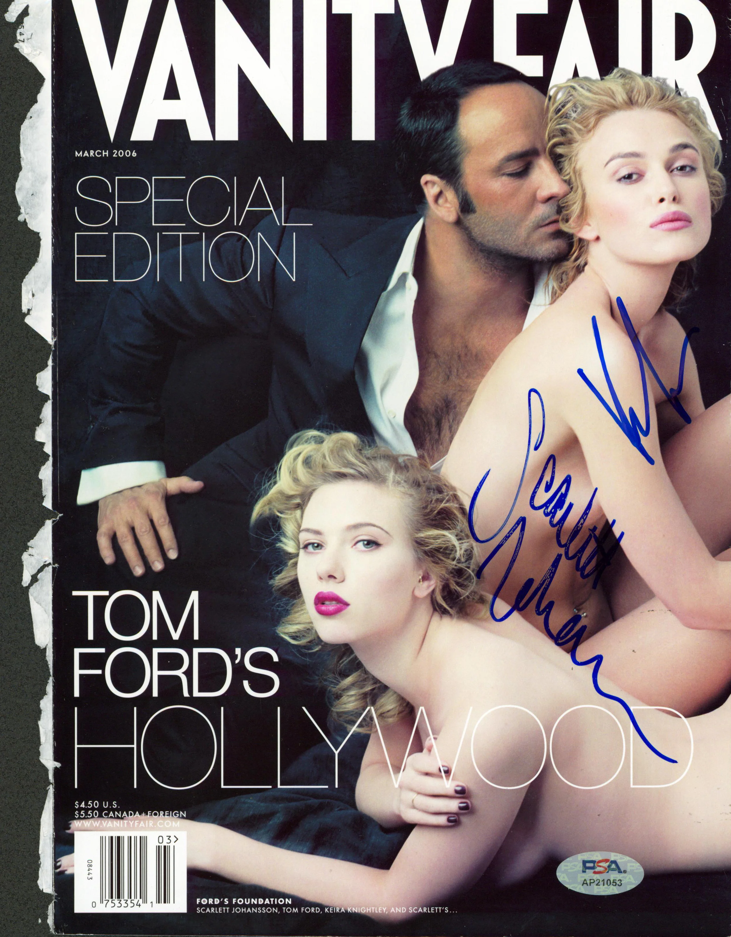 Scarlett Johansson & Keira Knightley Signed Vanity Fair Magazine Cover PSA/DNA - Image 2