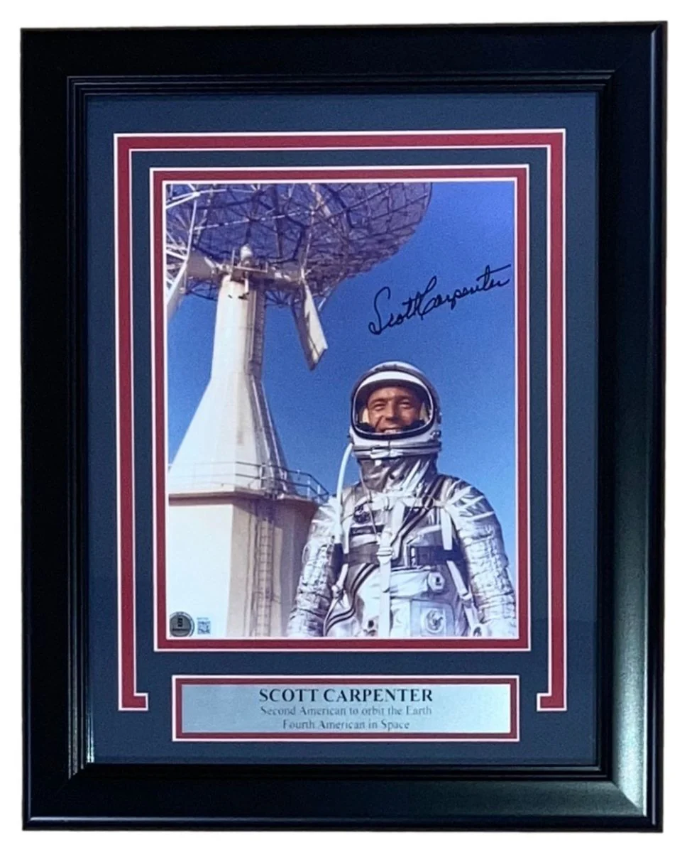 Scott Carpenter Signed Framed 8x10 NASA Project Mercury Photo BAS