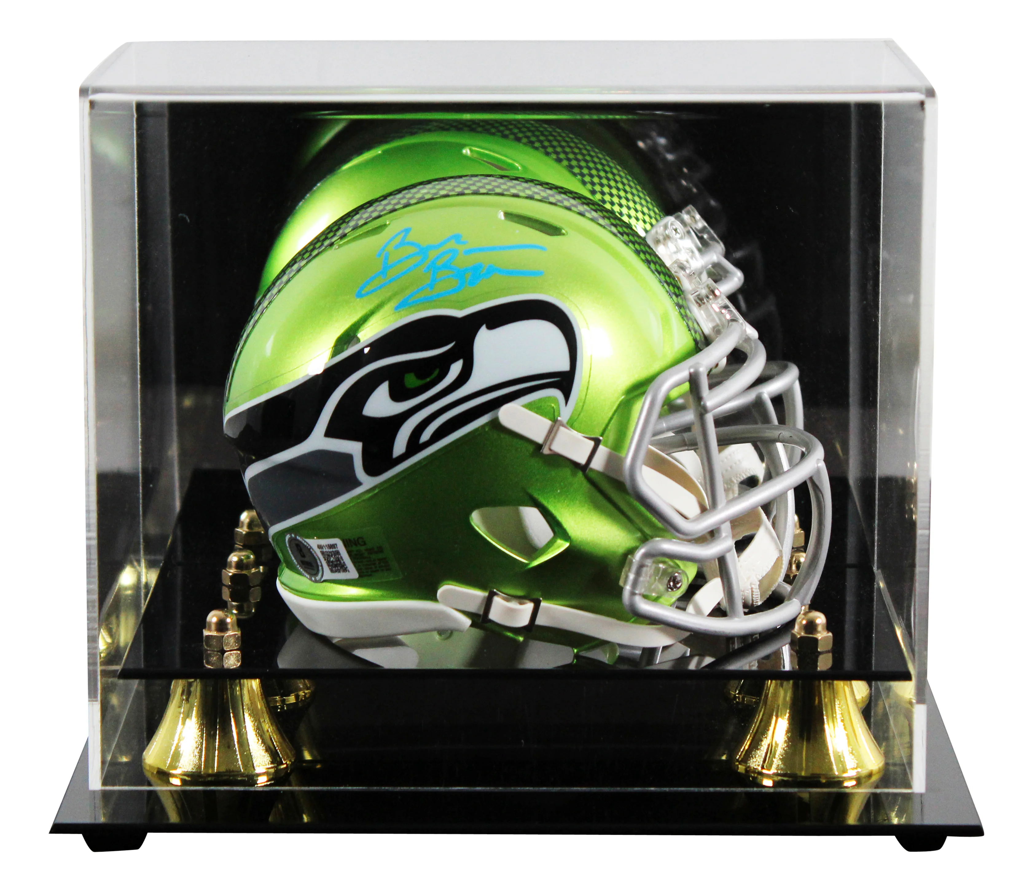 Seahawks Brian Bosworth Signed Flash Speed Mini Helmet W/ Case BAS Witnessed - Image 2