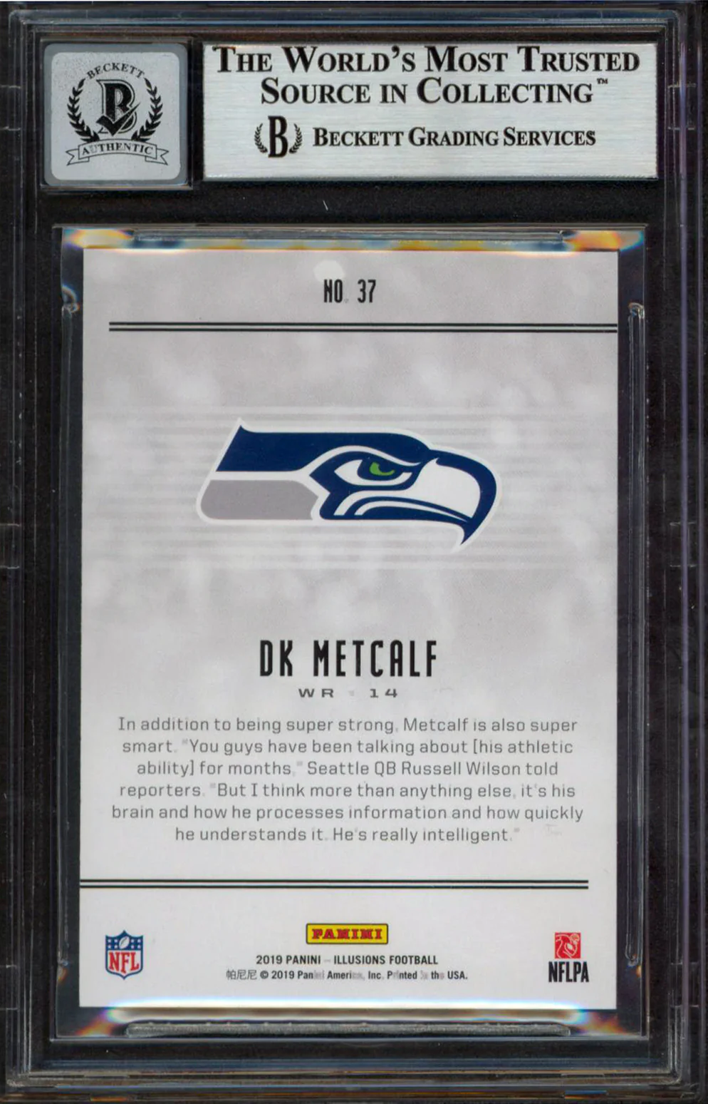 Seahawks D.K. Metcalf Signed 2019 Panini Illusions #37 RC Auto 10! BAS Slabbed - Image 3