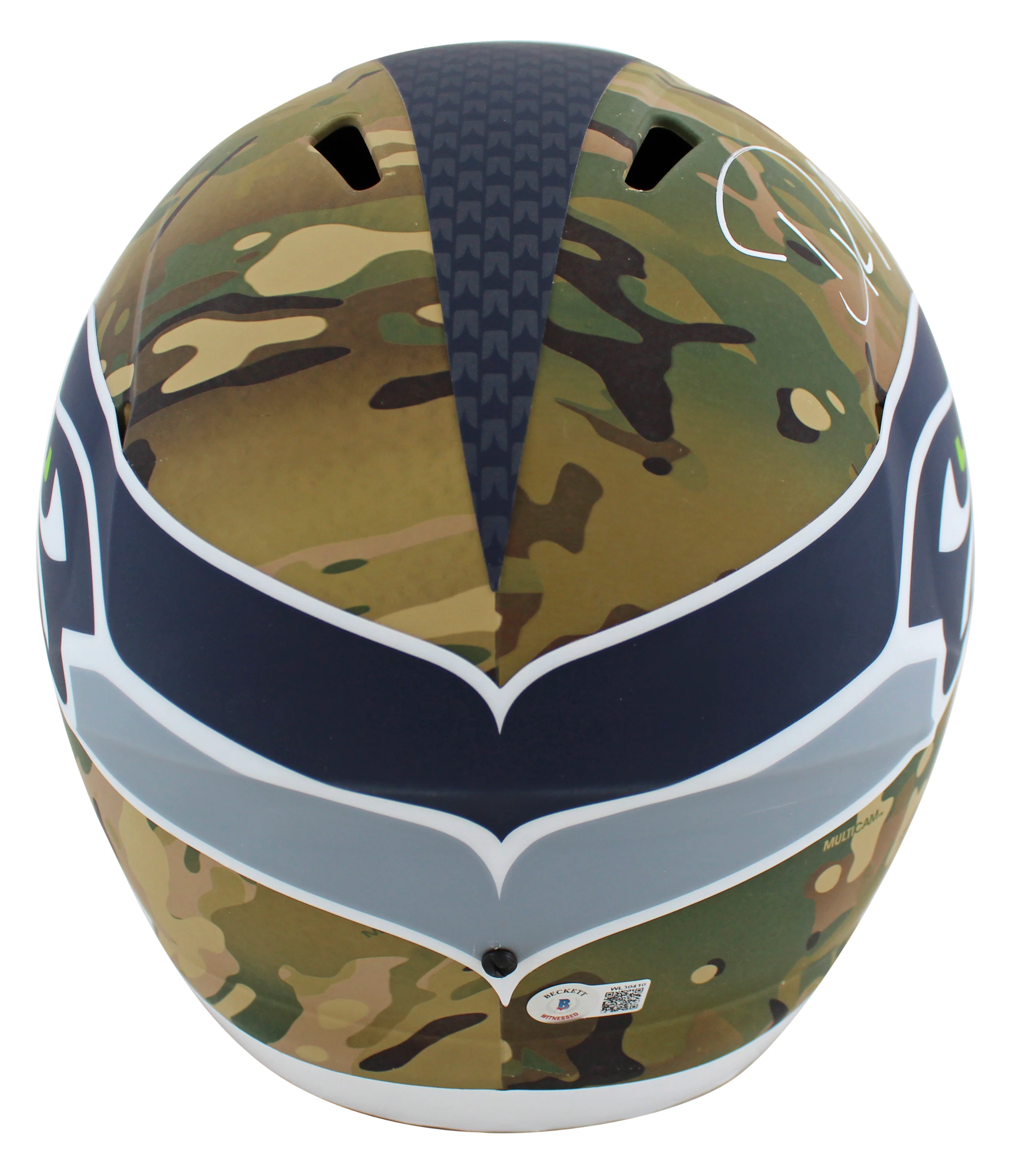 Seahawks DK Metcalf Authentic Signed Camo Full Size Speed Rep Helmet BAS Witness - Image 3