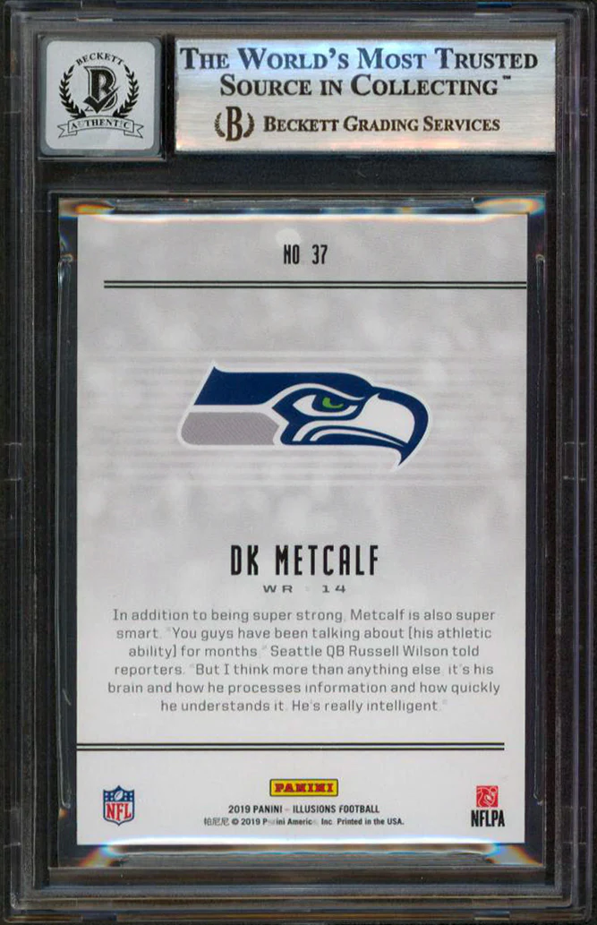 Seahawks DK Metcalf Signed 2019 Panini Illusions #37 RC Card Auto 10! BAS Slab - Image 3