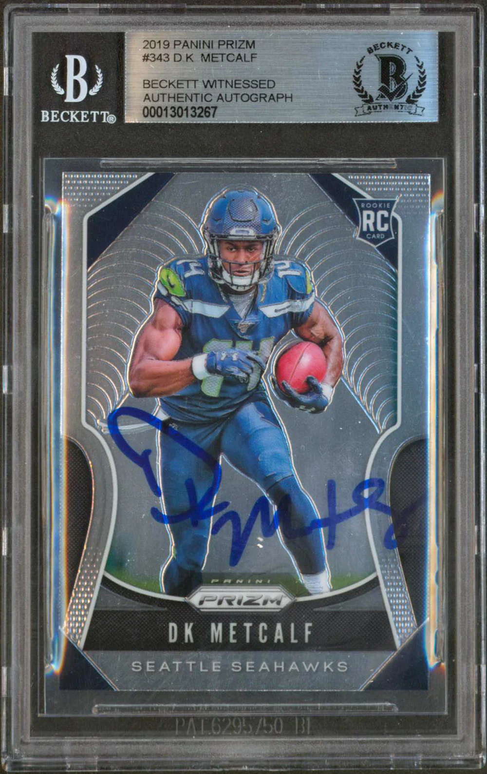 Seahawks DK Metcalf Signed 2019 Panini Prizm #343 RC Auto Graded 10! BAS Slabbed - Image 2