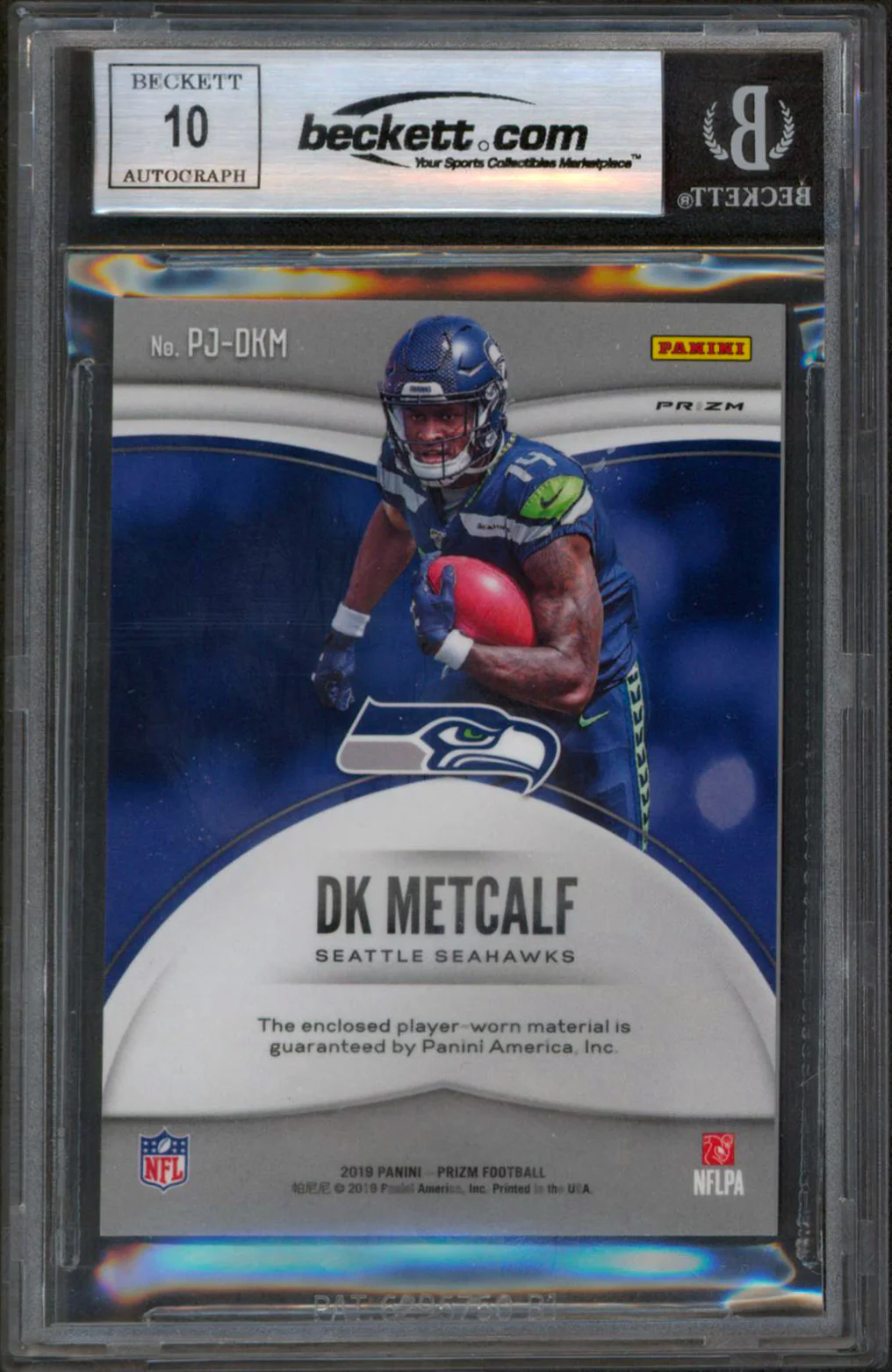 Seahawks DK Metcalf Signed 2019 Panini Prizm Premier #19 RC Auto 10! BAS Slabbed - Image 3