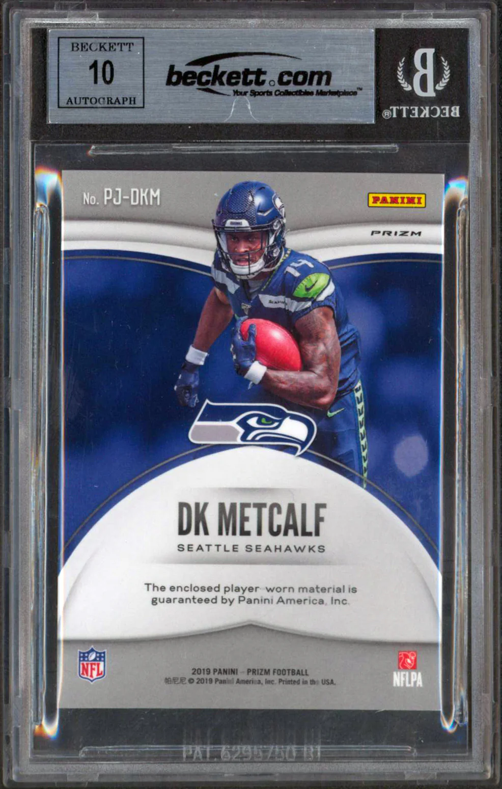 Seahawks DK Metcalf Signed 2019 Panini Prizm Premier 19 RC Auto 10! BAS Slabbed - Image 3