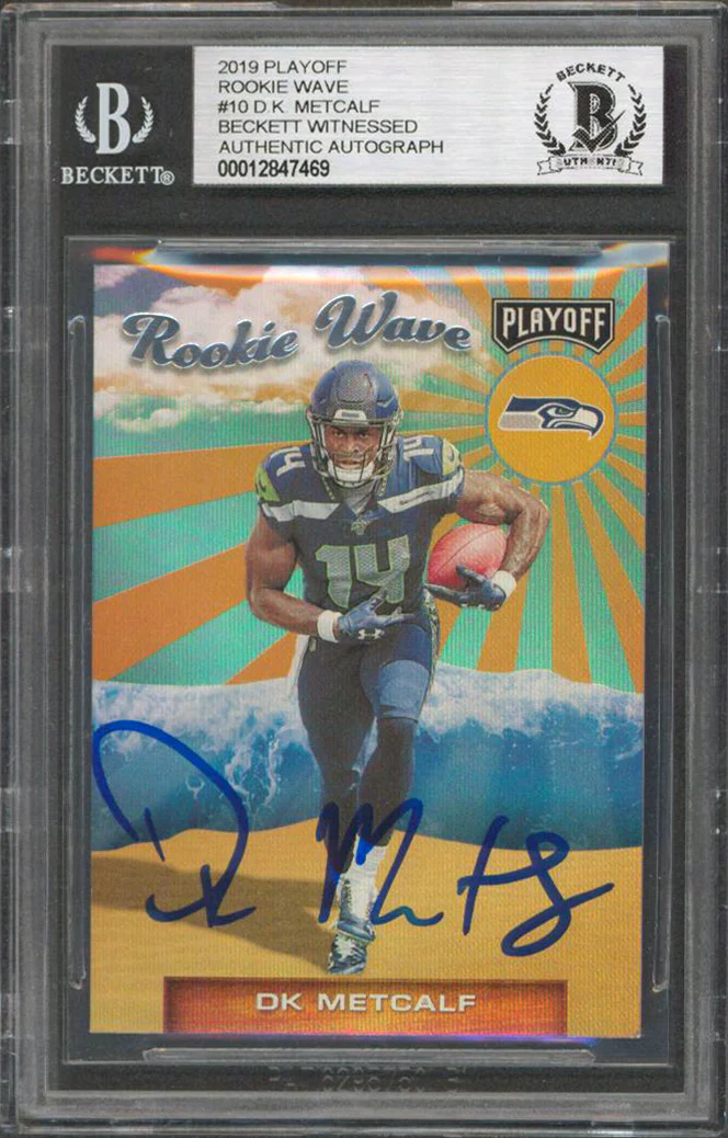 Seahawks DK Metcalf Signed 2019 Playoff Rookie Wave #10 Card BAS Slabbed - Image 2