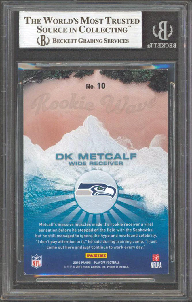 Seahawks DK Metcalf Signed 2019 Playoff Rookie Wave #10 Card BAS Slabbed - Image 3
