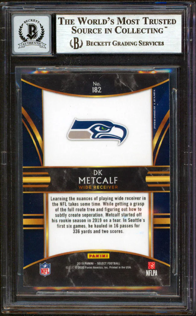 Seahawks DK Metcalf Signed 2019 Select #182 Rookie Card Auto 10! BAS Slabbed - Image 3