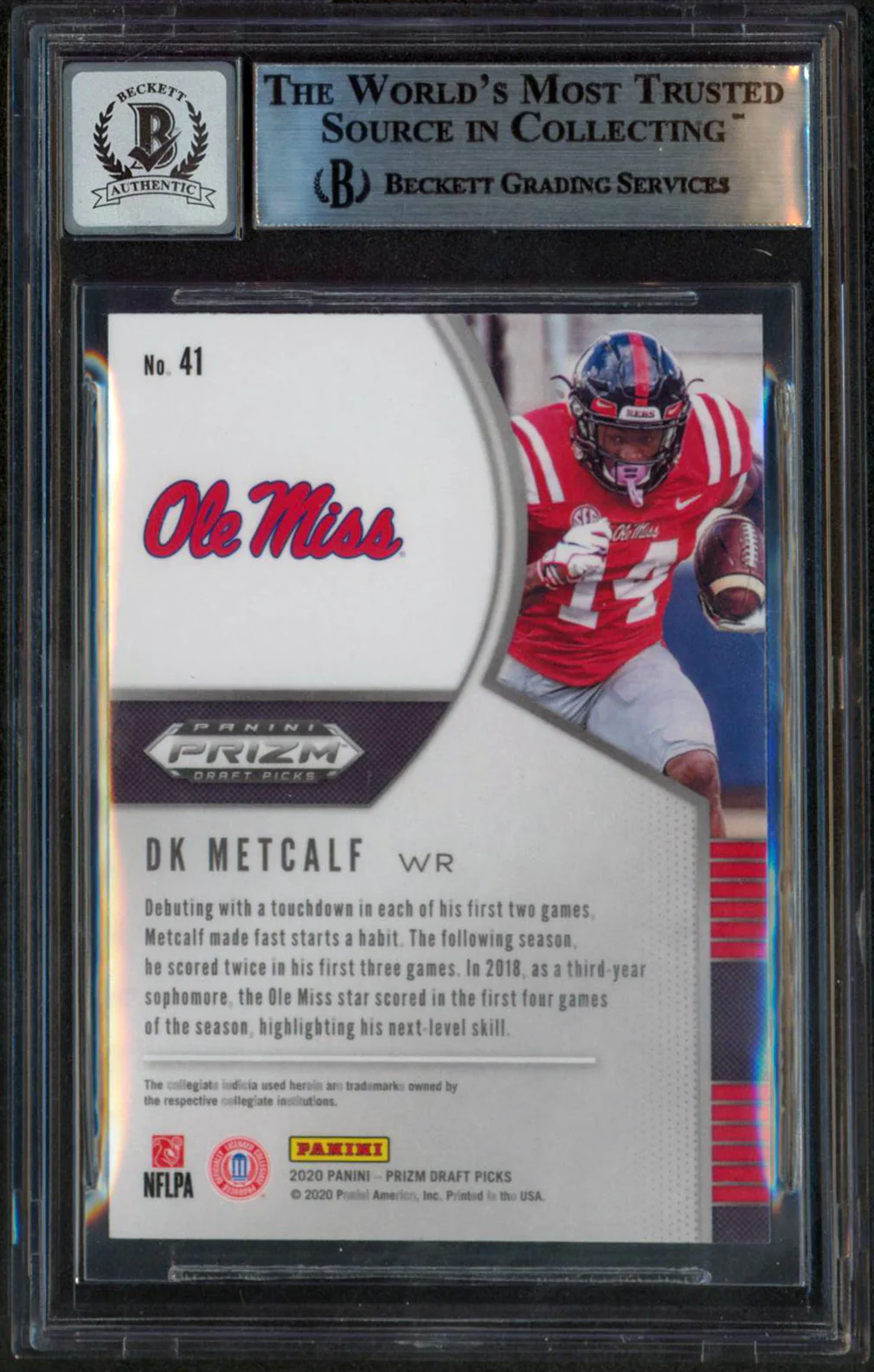 Seahawks DK Metcalf Signed 2020 Panini Prizm Draft Picks 41 RC Auto 10! BAS Slab - Image 3