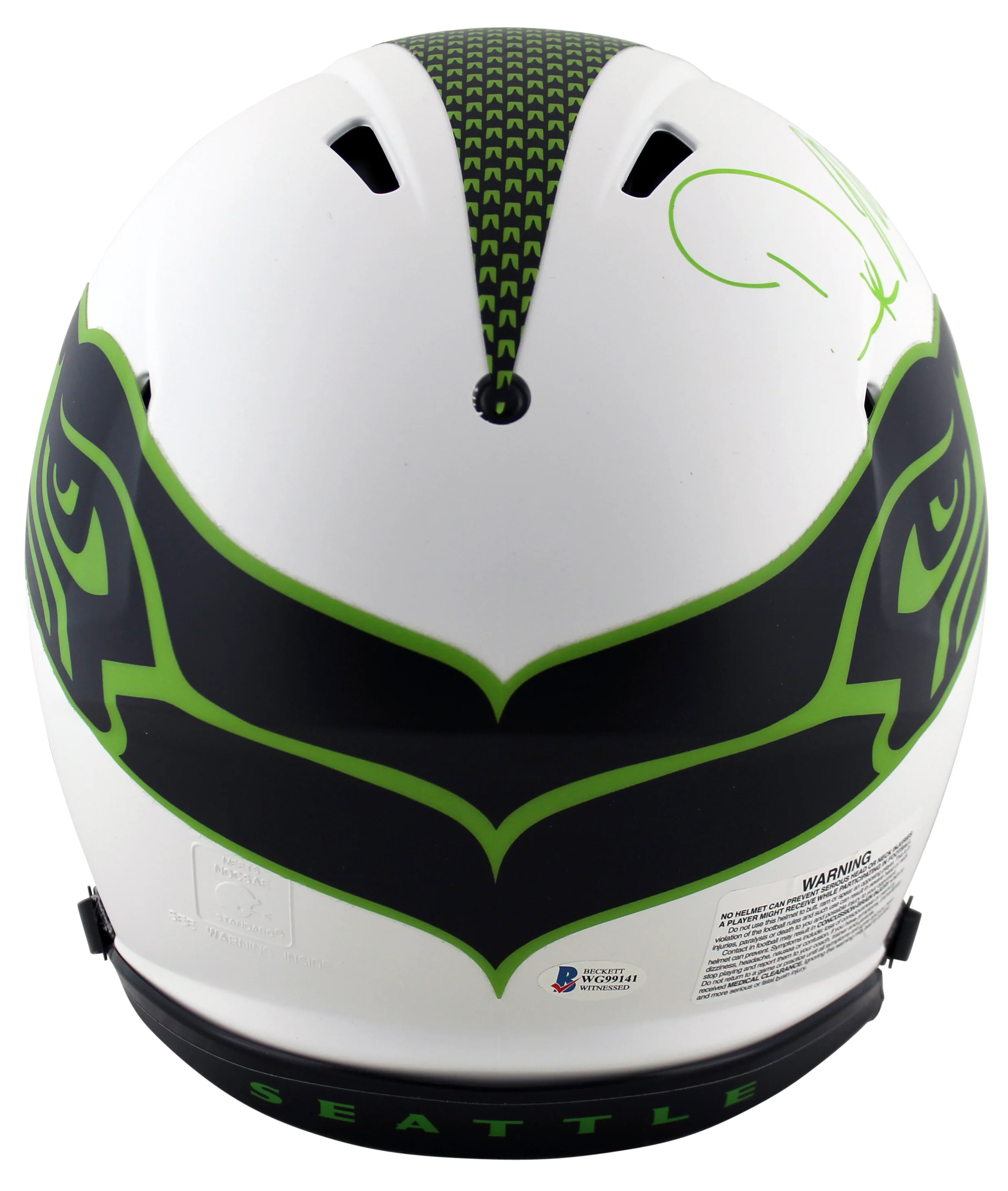 Seahawks DK Metcalf "Wolverine" Signed Lunar F/S Speed Proline Helmet BAS Wit - Image 3