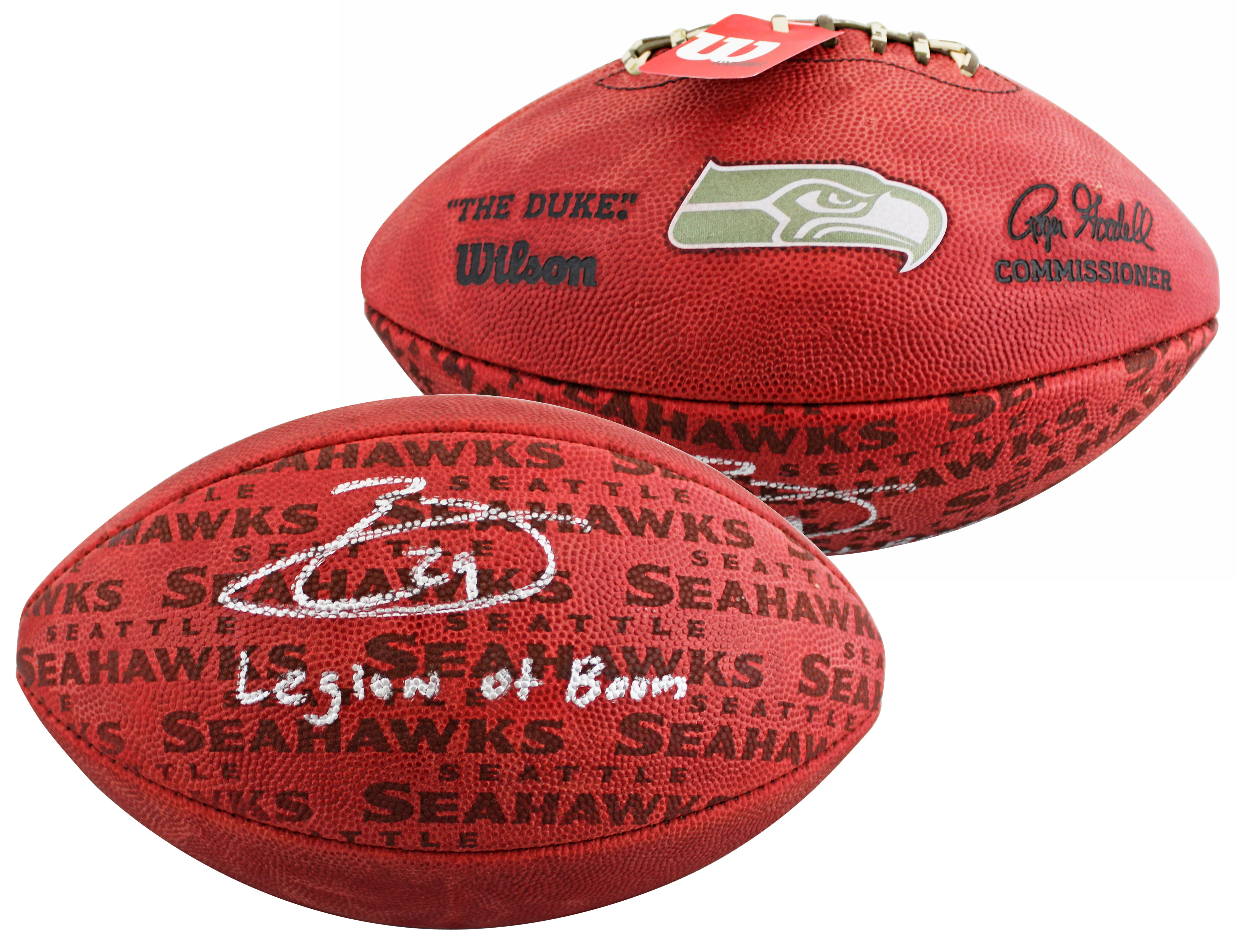 Seahawks Earl Thomas "Legion of Boom" Signed "Duke" Team Showcase Football BAS W