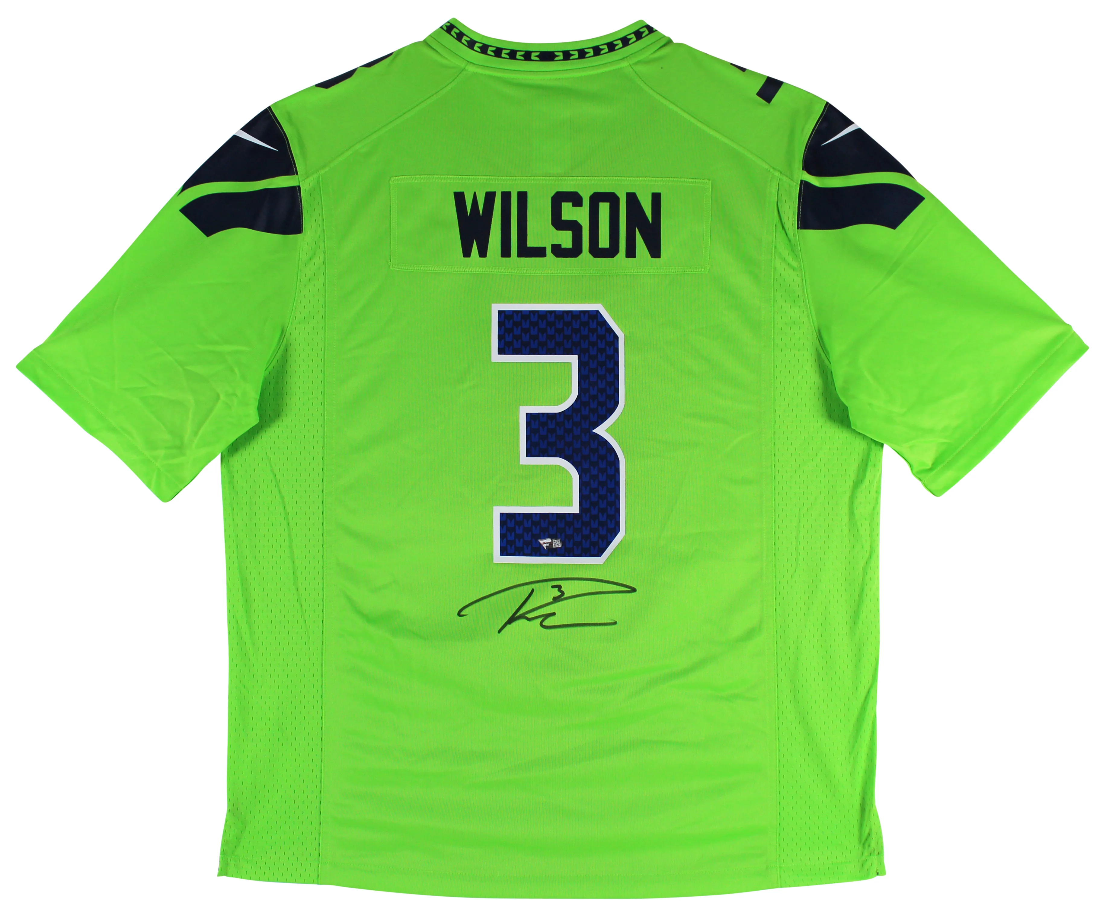 Seahawks Russell Wilson Authentic Signed Neon Green Nike Jersey Fanatics - Image 2