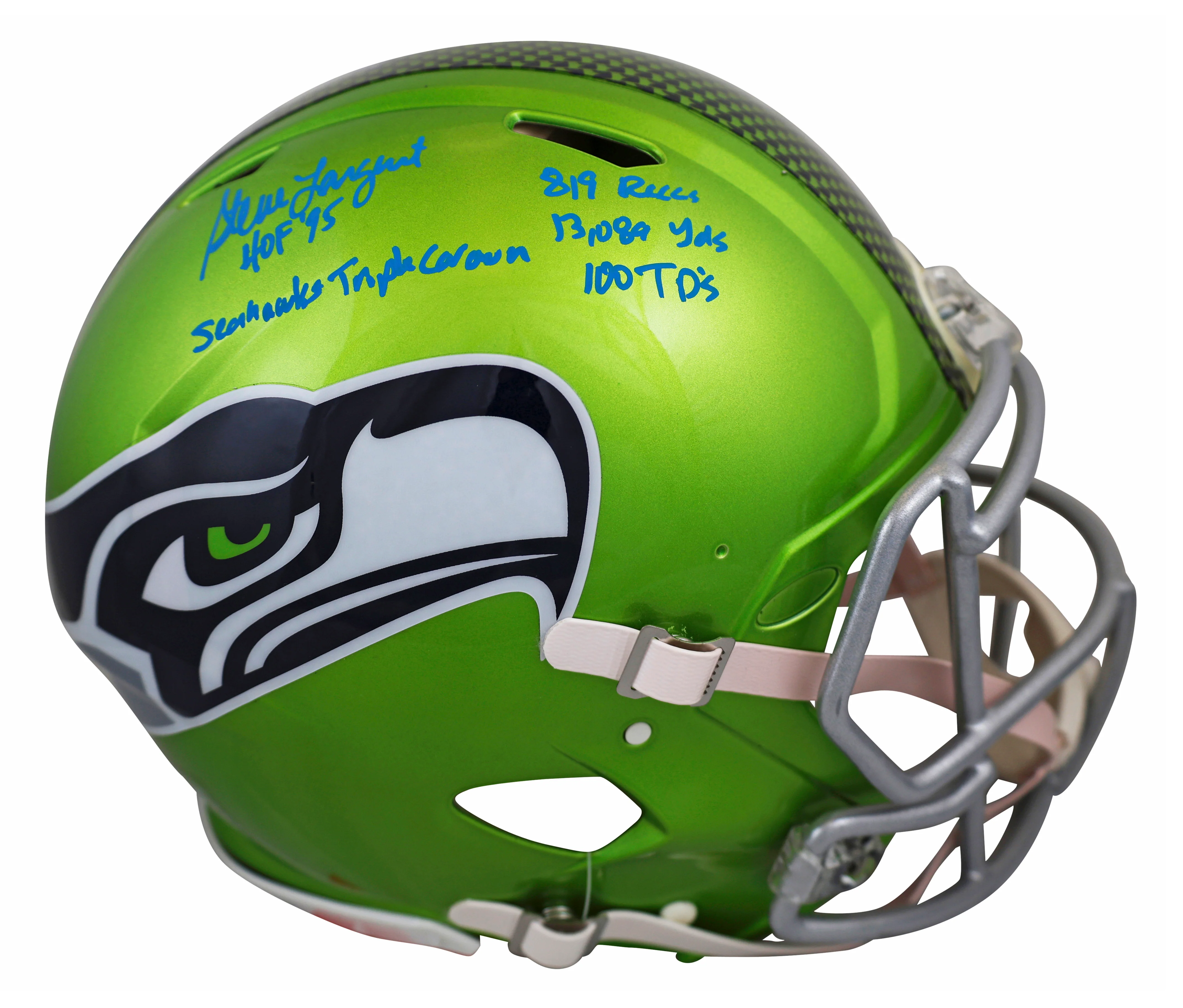 Seahawks Steve Largent "5x Insc" Signed Flash F/S Speed Proline Helmet BAS Wit - Image 2