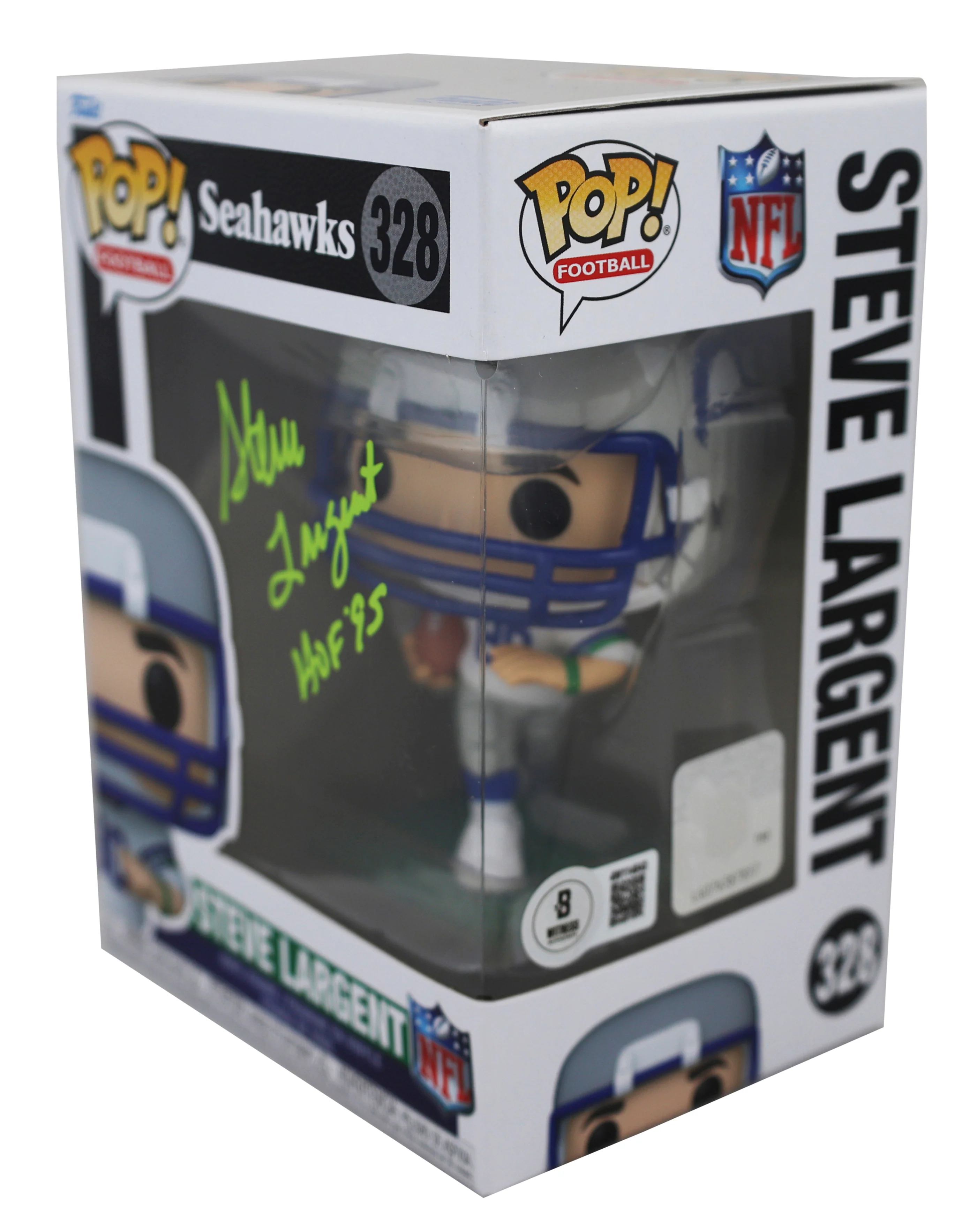 Seahawks Steve Largent "HOF 1995" Signed #86 Funko Pop Vinyl Figure BAS Witness - Image 3