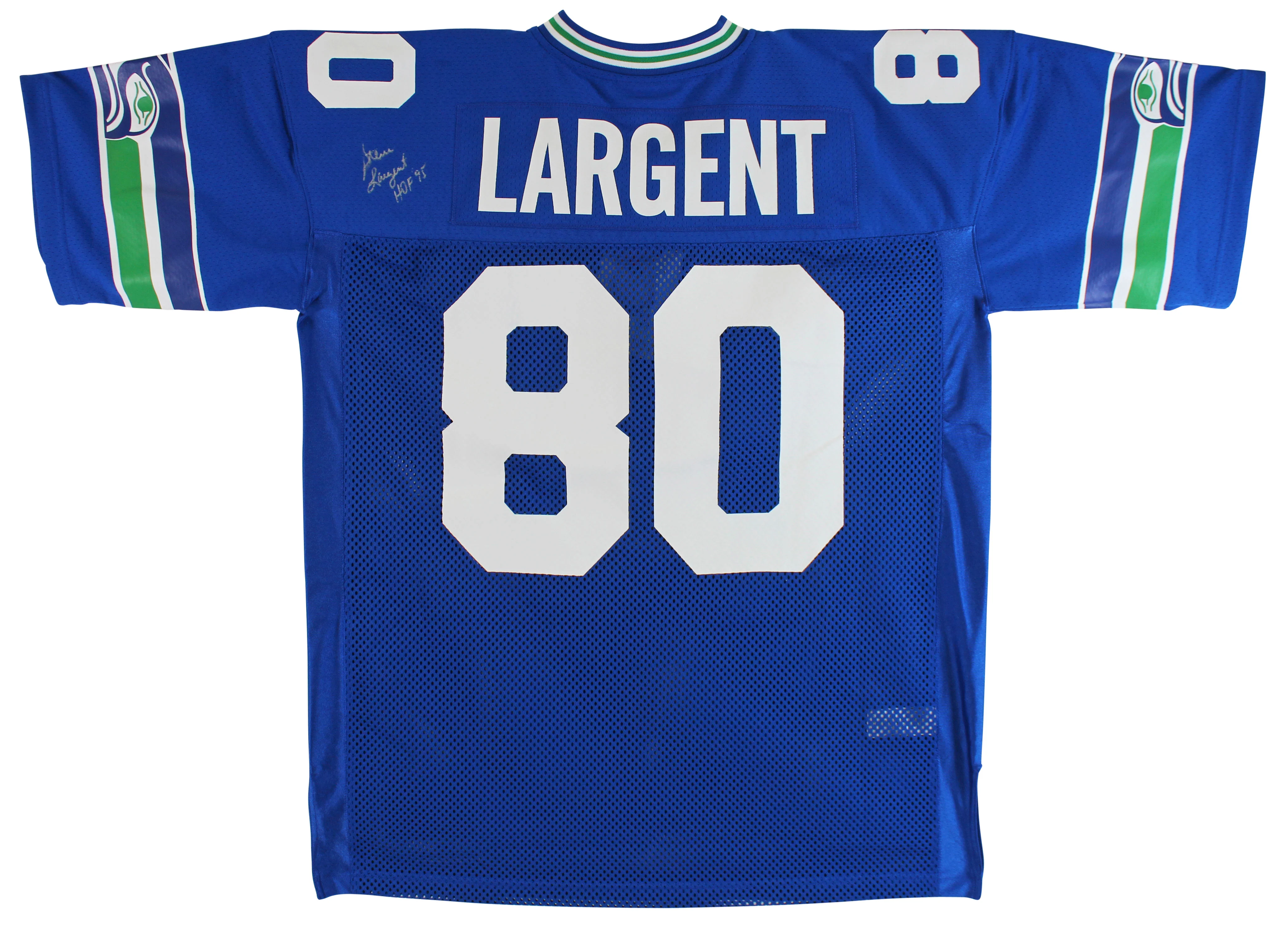 Seahawks Steve Largent "HOF 95" Authentic Signed Blue M&N Jersey BAS Witnessed 2 - Image 2