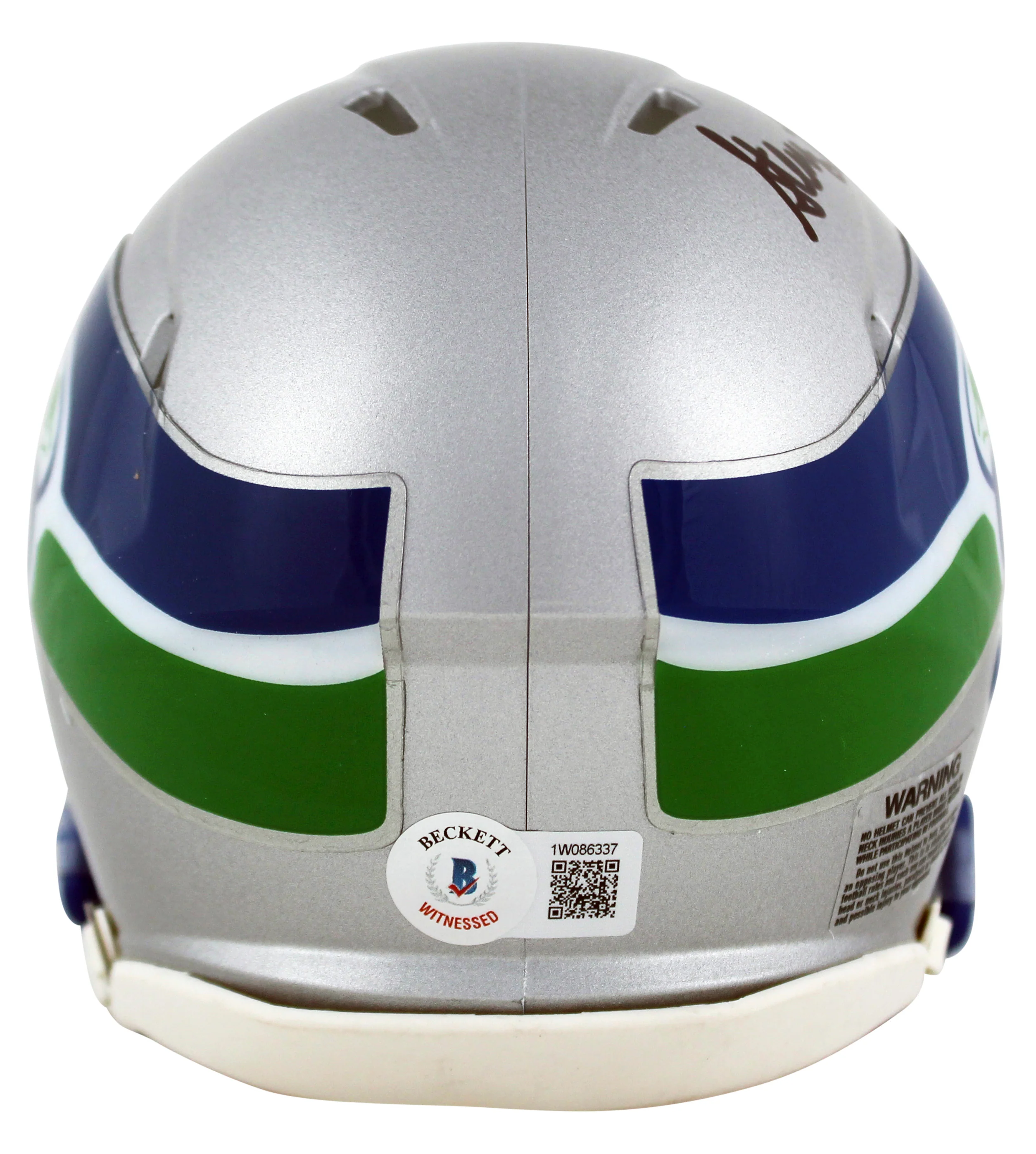 Seahawks Steve Largent "HOF 95" Signed 83-01 TB Speed Mini Helmet BAS Witnessed - Image 3