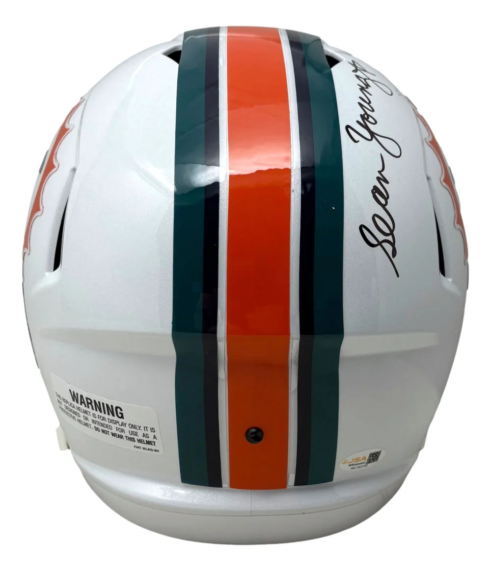Sean Young Ace Ventura Signed Dolphins FS Replica Helmet Finkle Laces Out JSA QR - Image 3